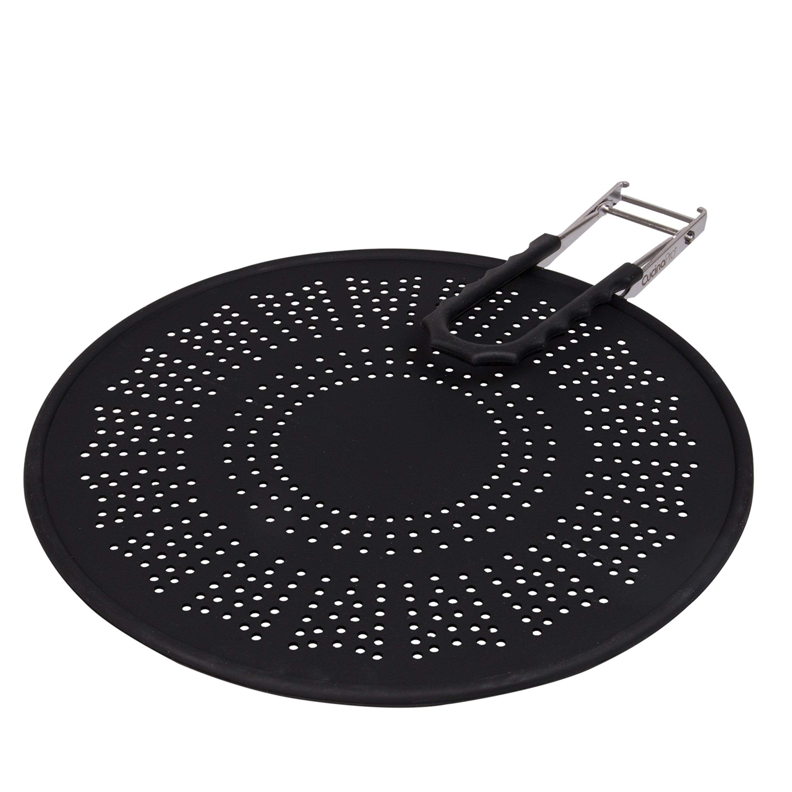 Silicone Splatter Screen- Multi Use Xl 11.5'' Oil And Grease Shield Guard And Strainer W Foldable Handle For Easy Storage - Fits