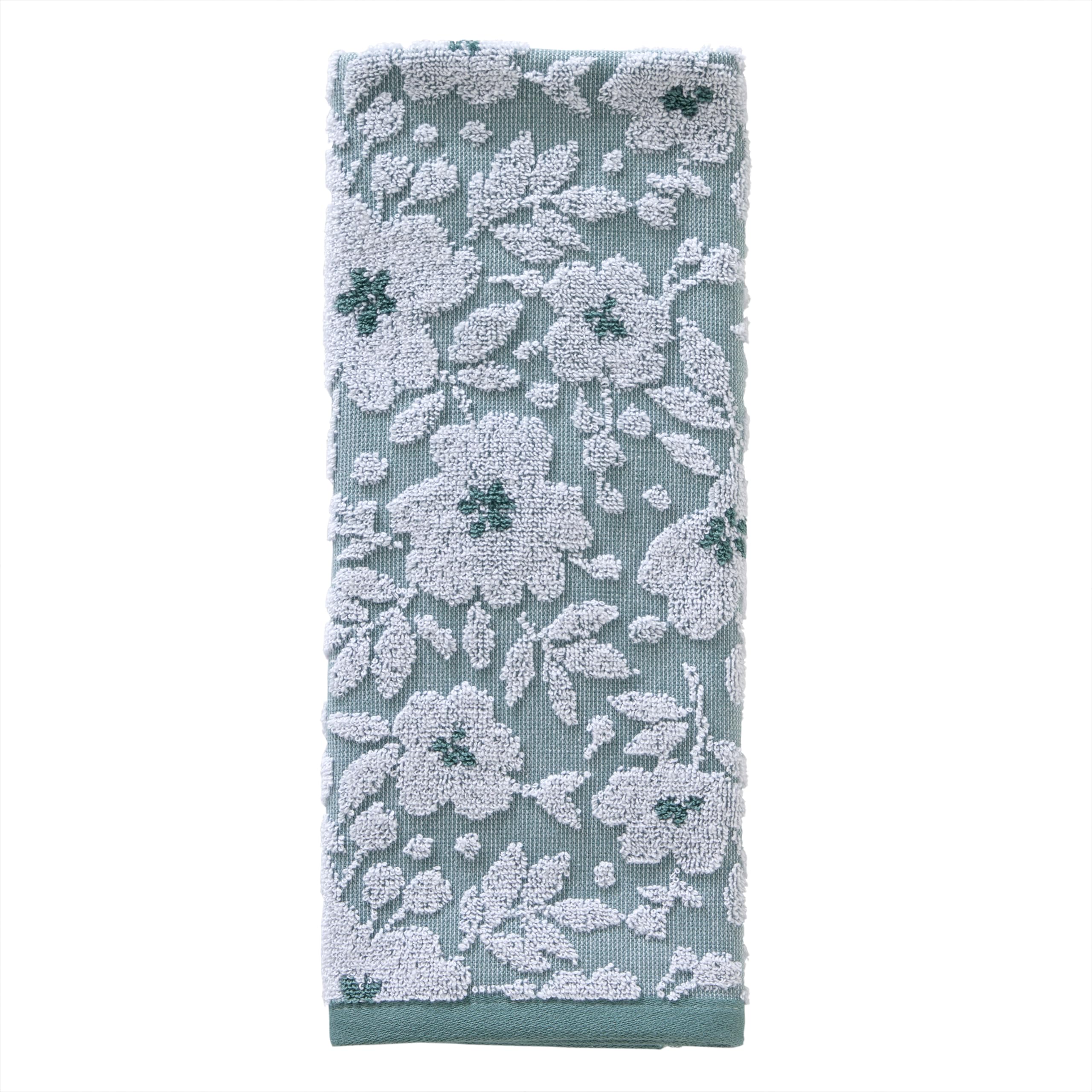 Skl Home Floral Jacquard Hand Towel Set, Moss Green, 2 Count