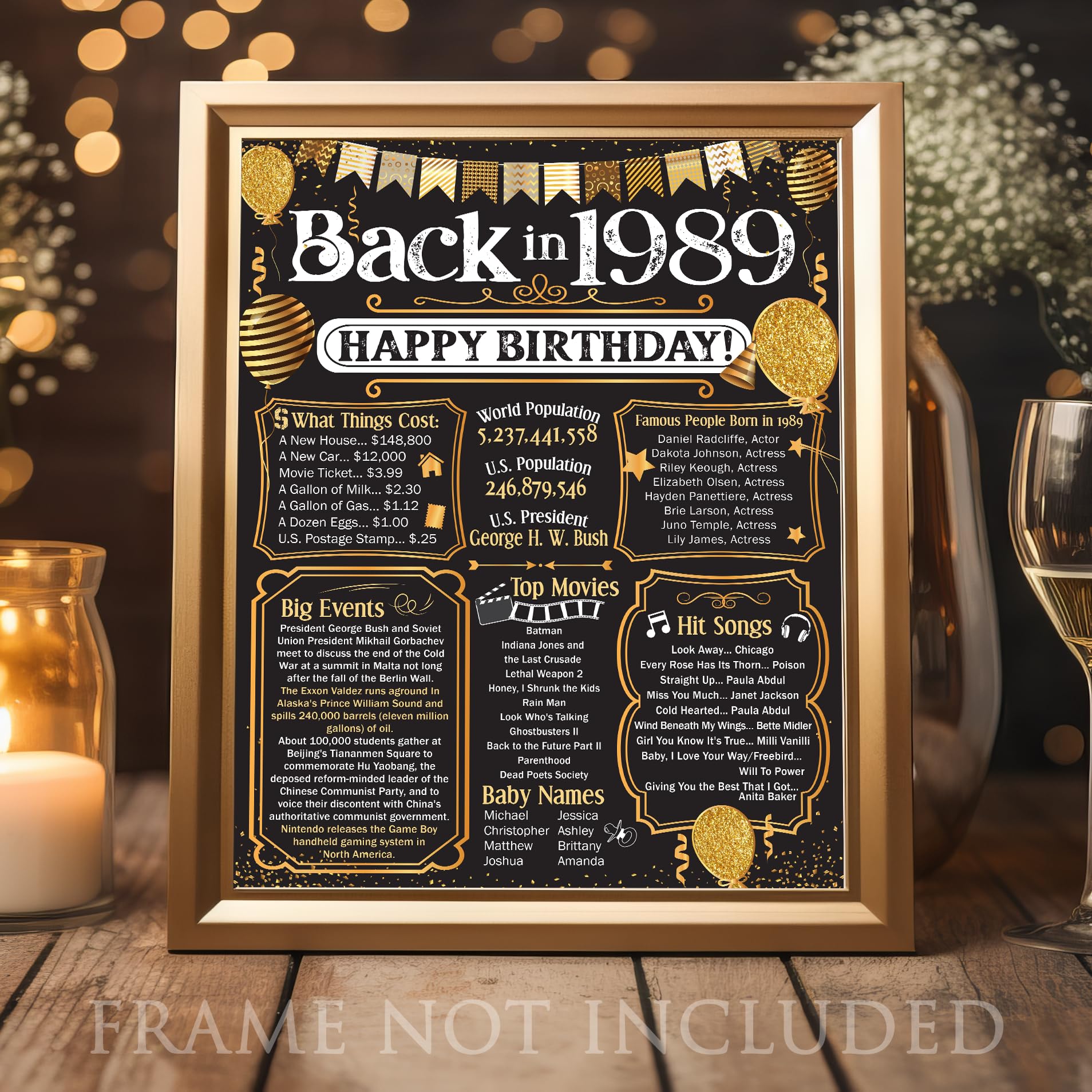 36th Birthday Party Decorations for 36th Birthday (Thirty-six) - Remembering The Year 1989 - Party Supplies - Gifts for Men and