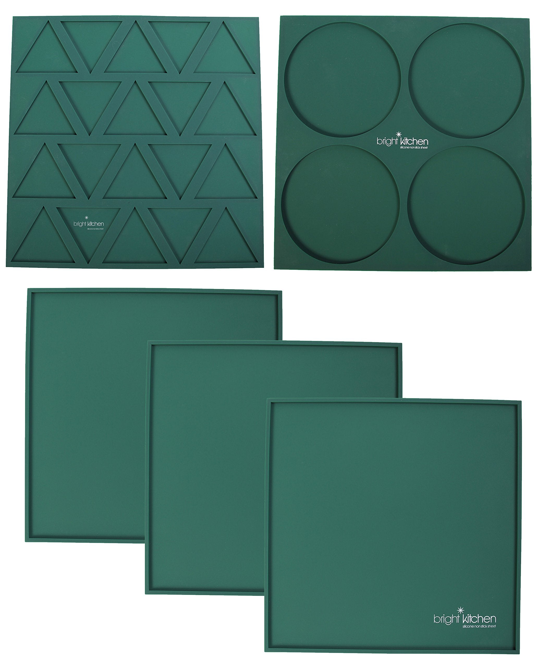 3 Edge Sheets + 1 Triangle Mold + 1 Circle Mold - 14'' X 14'' Silicone Sheets For Excalibur Dehydrator Bright Kitchen Re-Usable