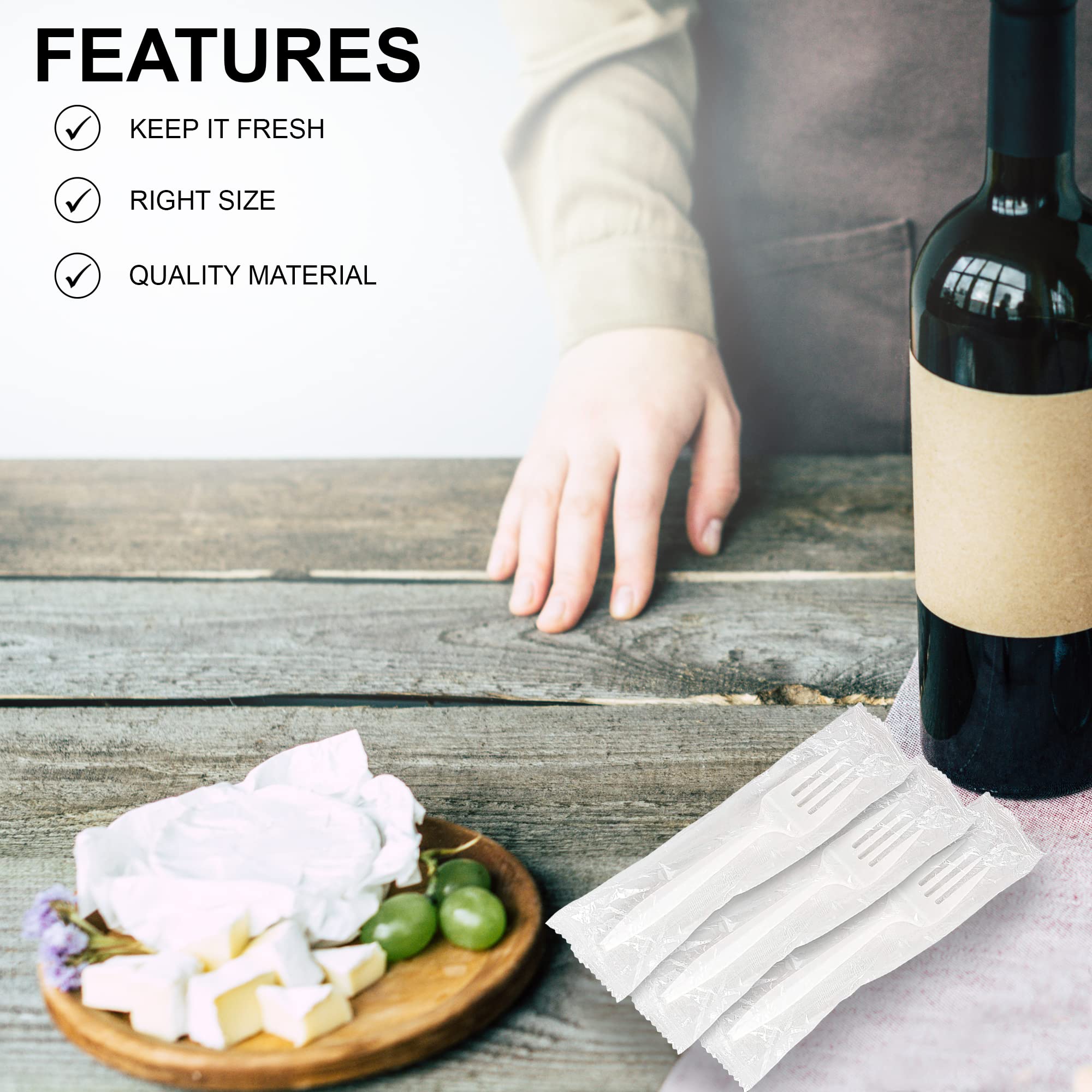 Mt Products Individually Wrapped White Disposable Plastic Forks - Medium Weight - (100 Pieces)