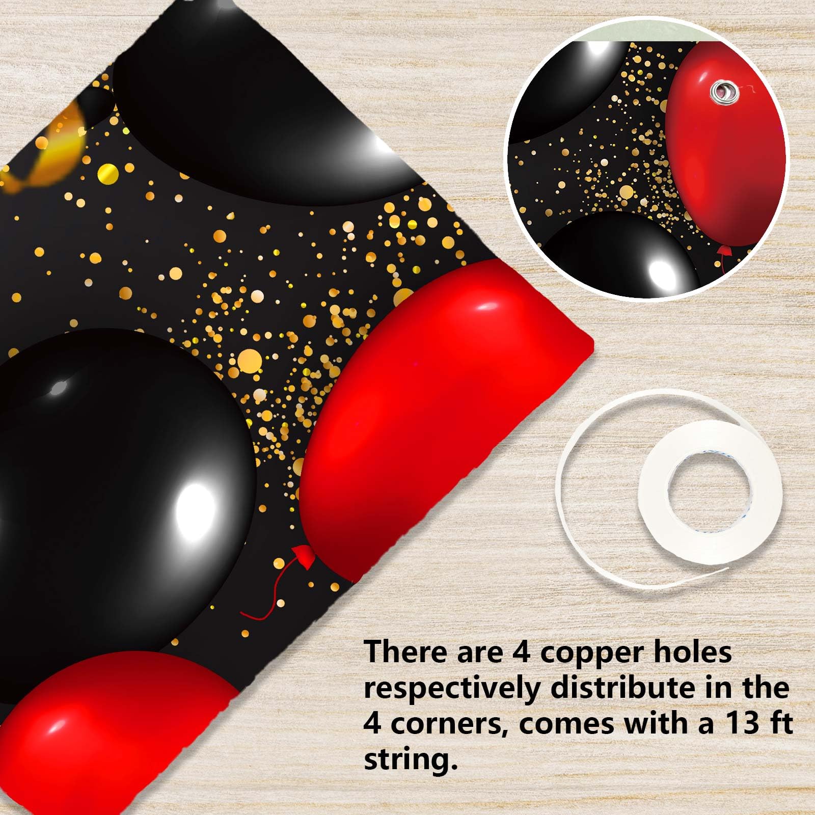Happy 18Th Birthday Red And Black Banner Backdrop Balloons Theme Decor Decorations For Girls Women Princess 18 Years Old Birthda