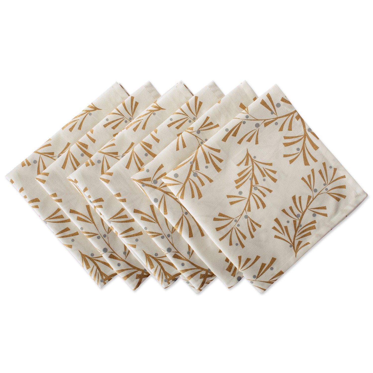 Dii Holiday Dining Table Linen Metallic Fabric Kitchen D  Cor, Christmas Napkin Set, 20X20, Gold Holly Leaves, 6 Piece