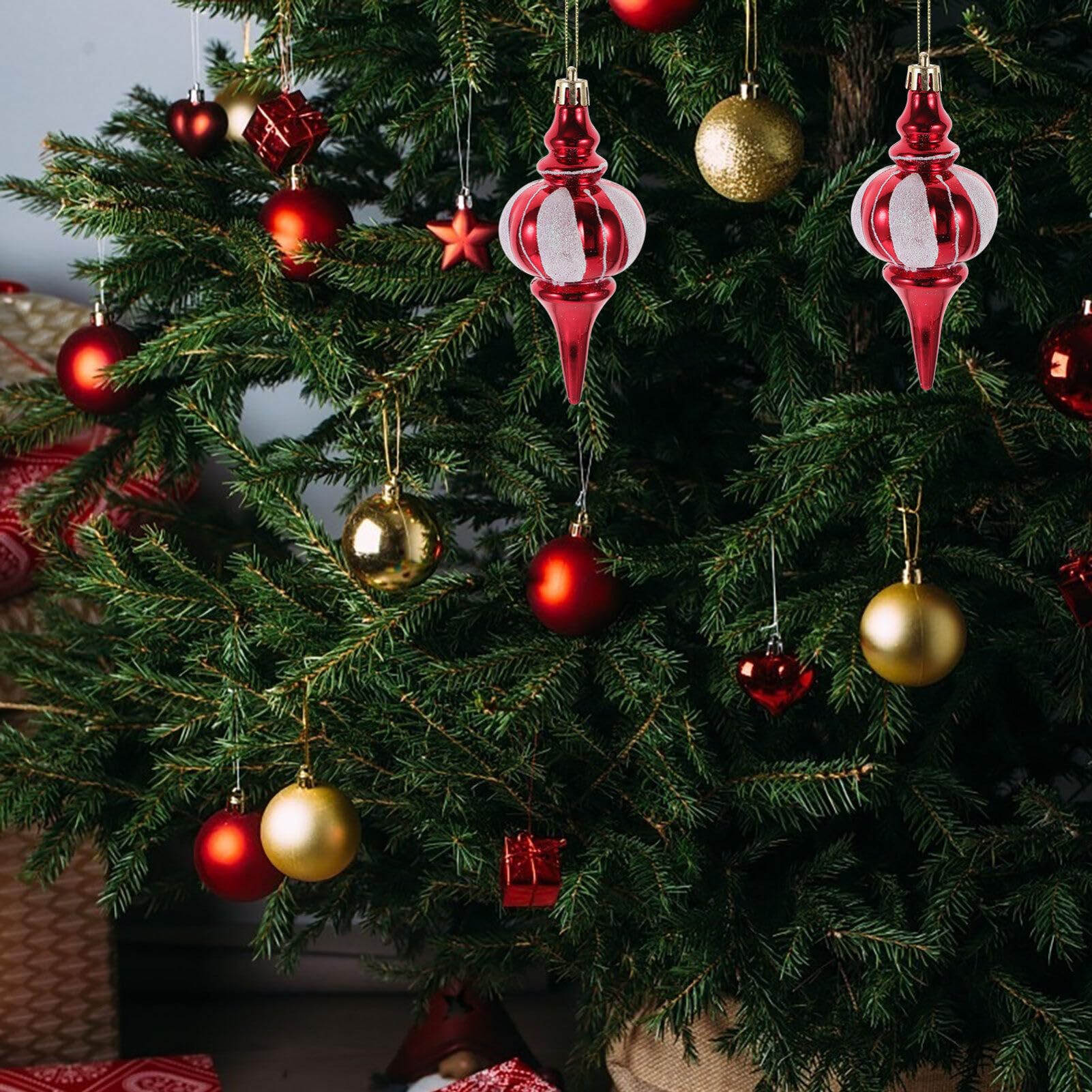 Alipis 4Pcs Shatterproof Finial Ornament Plastic Ball Drop Tree Pendant Hanging Decoration Holiday Trees Wreaths Garland Decor R