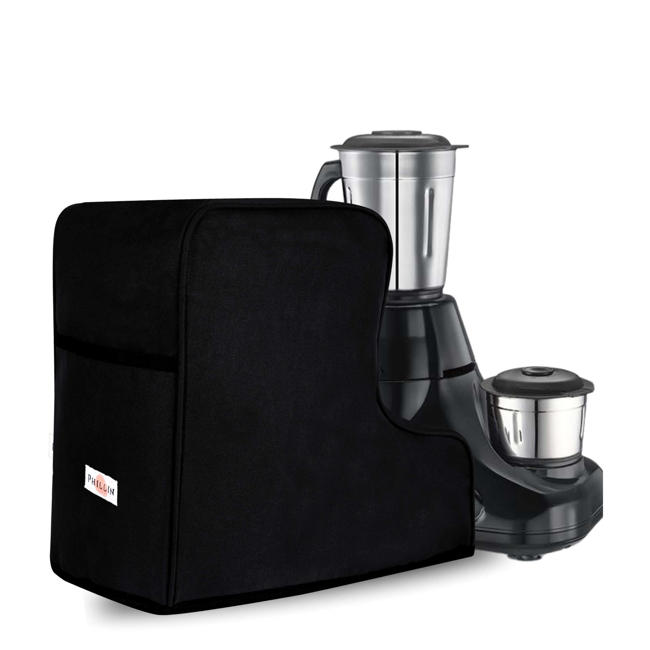 Phillin LShaped Mixer Grinder Cover with Side Utility Pocket  Waterproof and Durable Case for Kitchen Mixers (Black)
