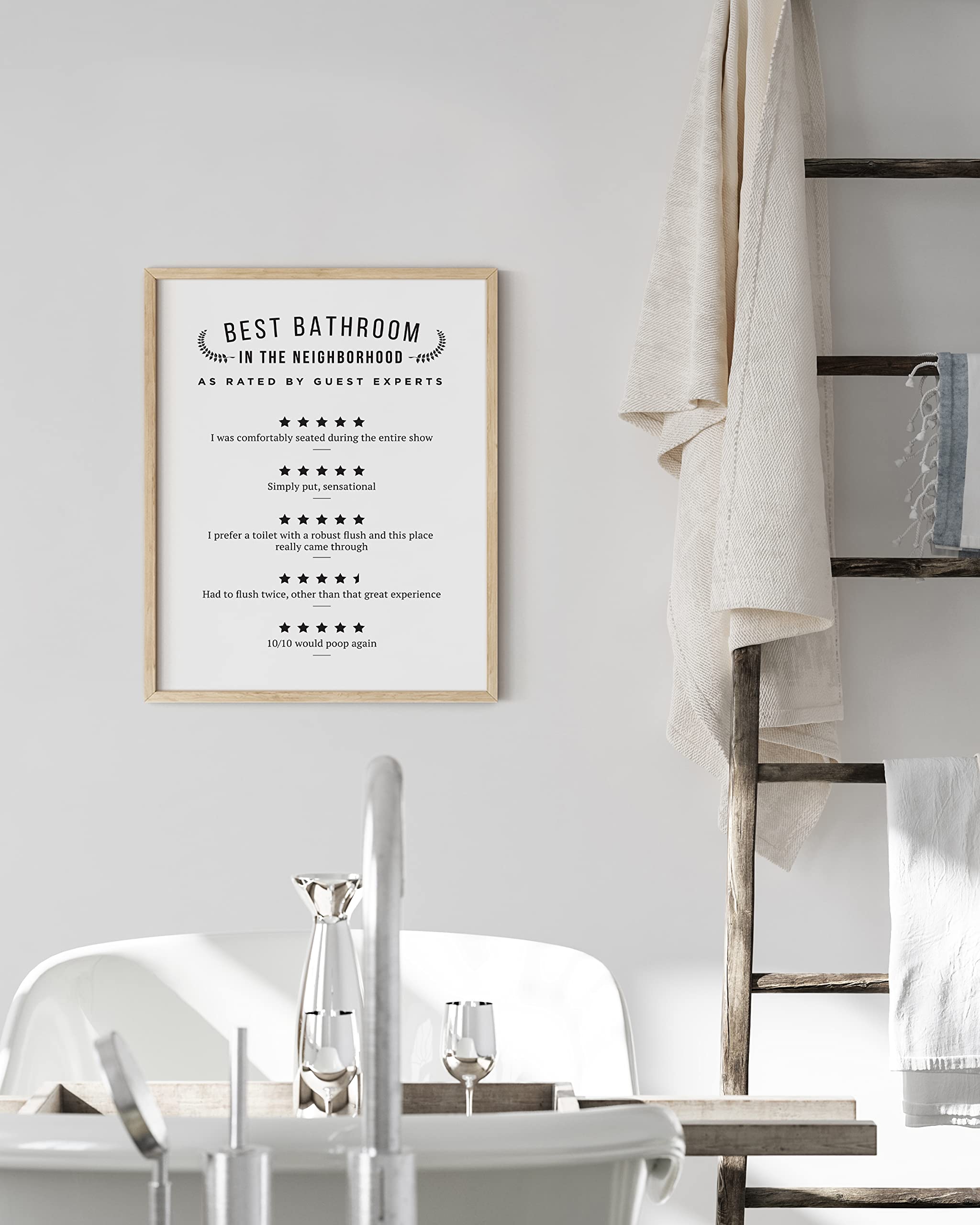 Haus And Hues Funny Bathroom Decor & Bathroom Print, Funny Bathroom Signs Decor Funny Toilet Signs, Bathroom Review Sign, Would