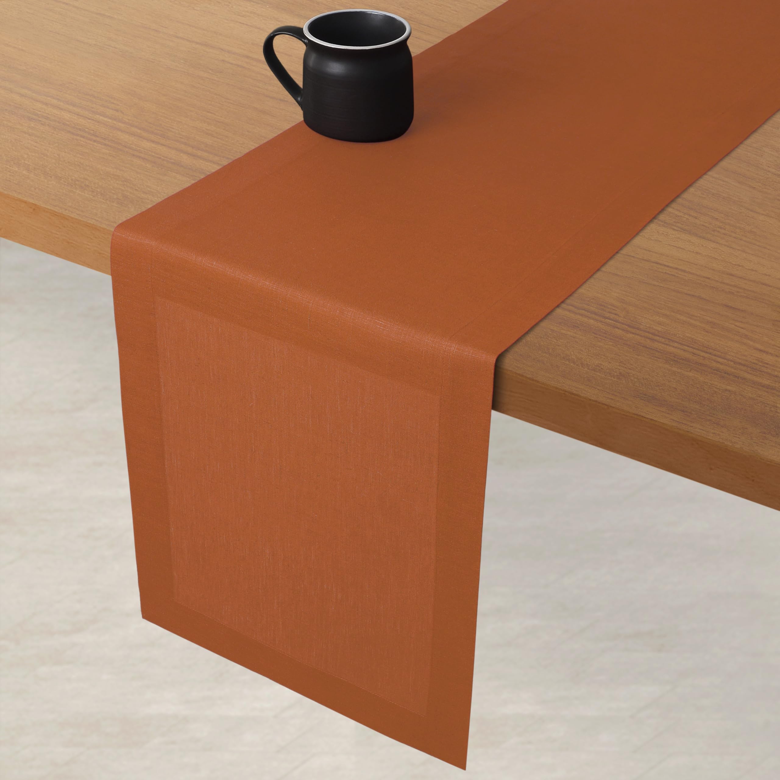 D'Moksha Linen Table Runner 120 Inches Long, Rust Table Runner, Fall Table Runner, Long Table Runner For Thanksgiving, Christmas