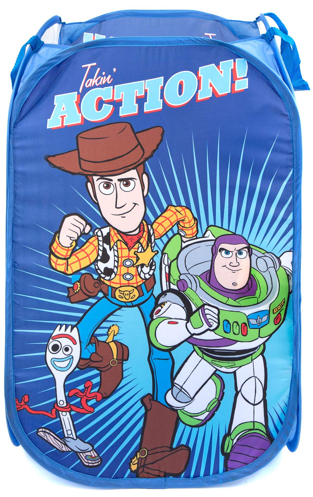 Jay Franco Disney Pixar Toy Story Pop Up Hamper - Mesh Laundry Basket/Bag with Durable Handles - Features Woody, Buzz Lightyear 