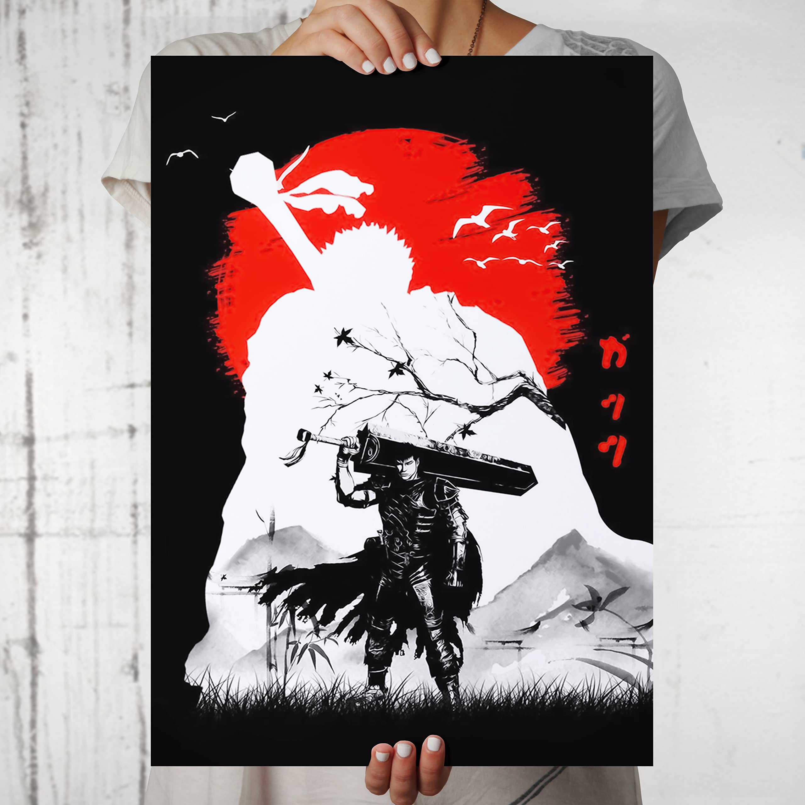 MCSID RAZZ Epic Stuff - Berserk - Guts Design A4 Wall Poster (With Frame) - Best Gifts For Berserk/Anime Fandom/Great Accessory