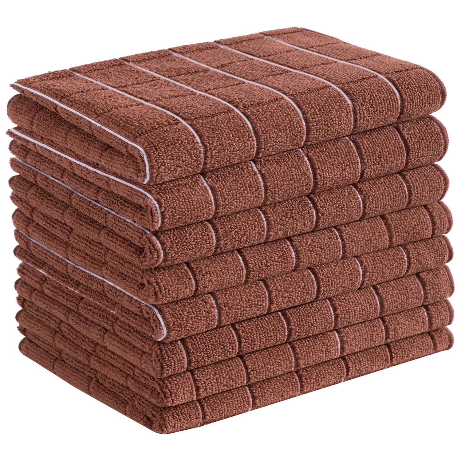 Microfiber Dish Towels - Soft, Super Absorbent and Lint Free Kitchen Towels - 8 Pack (Lattice Designed Brown Colors) - 26 x 18 I