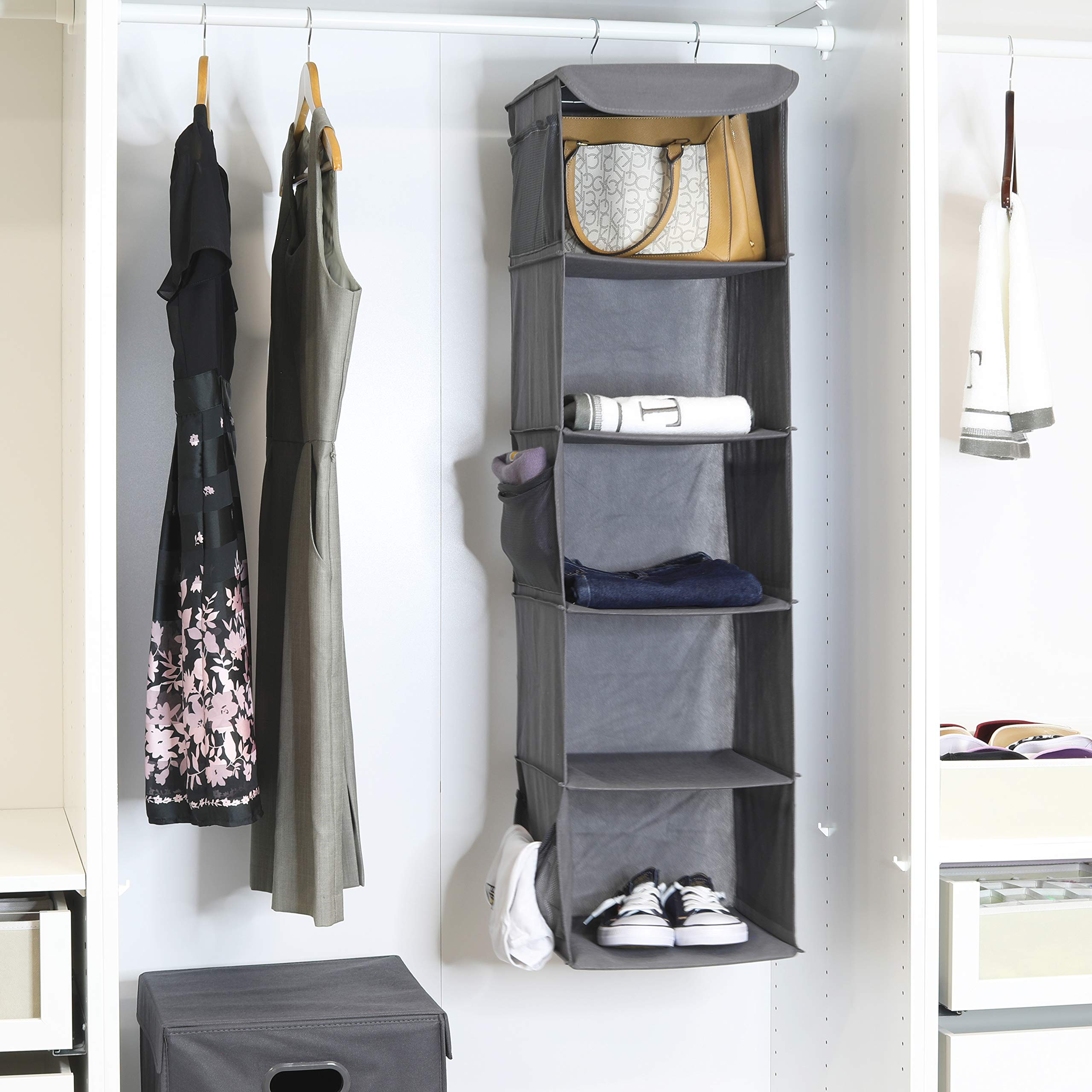 Simple Houseware 5 Shelves Hanging Closet Organizer, Dark Gray