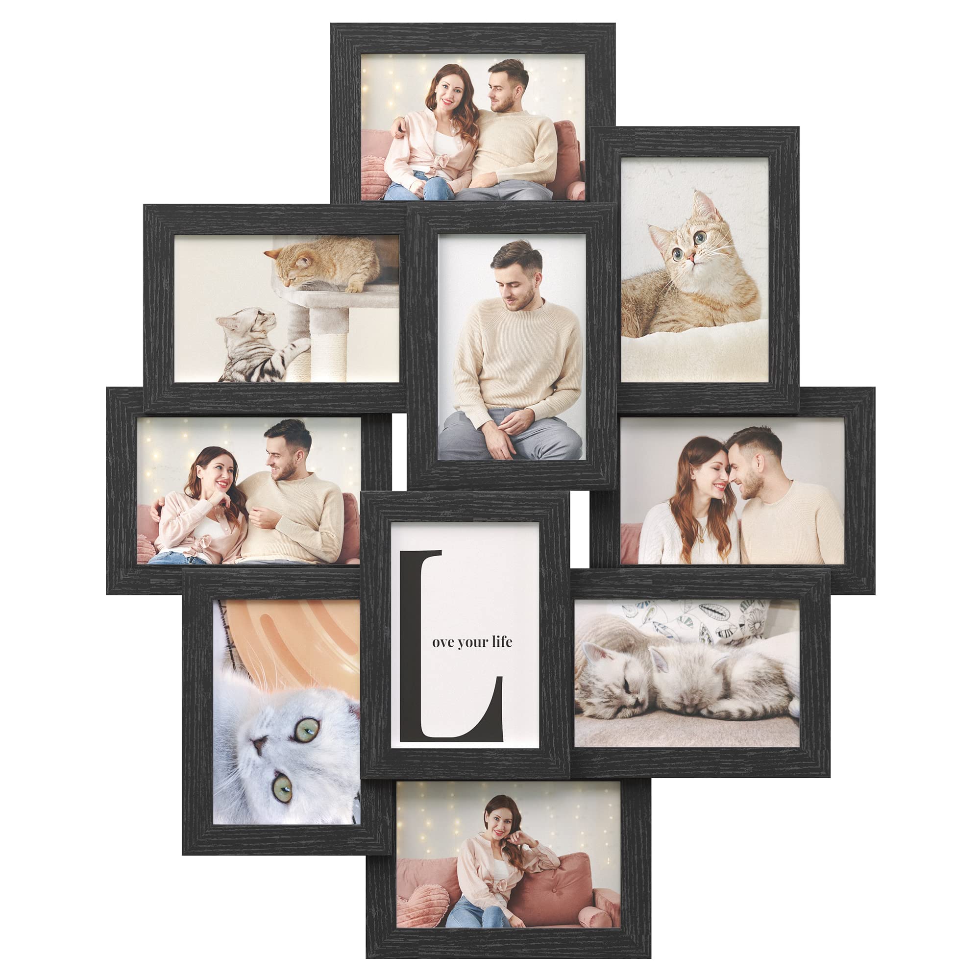 SONGMICS Collage Picture Frames, 4x6 Picture Frames Collage for Wall Decor, 10 Pack Photo Collage Frame for Gallery, Multi Famil