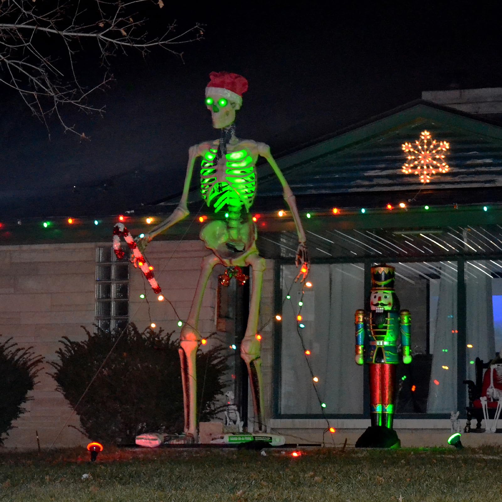 BlissfulTie Halloween 12 Foot Skeleton Light Kit - RGB Color Changing Giant Skeleton Lights with Timer & Waterproof, 12 ft Skele