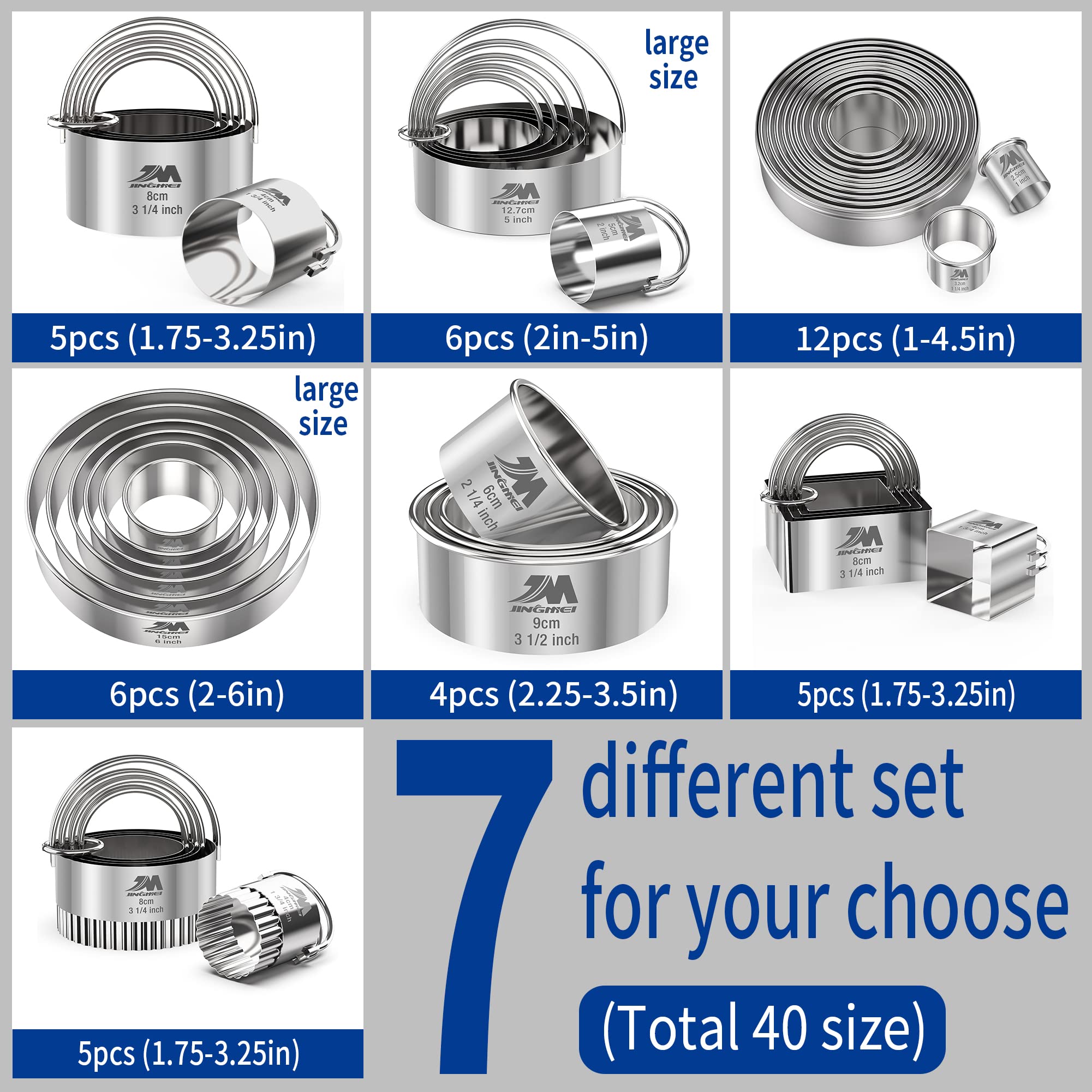 M Jngmei 4 Pieces Stainless Steel Cookie Cutter Set Biscuit Cutter 2.25Inch, 2.75Inch, 3.25Inch,3.5Inch Biscuit Plain Edge Round