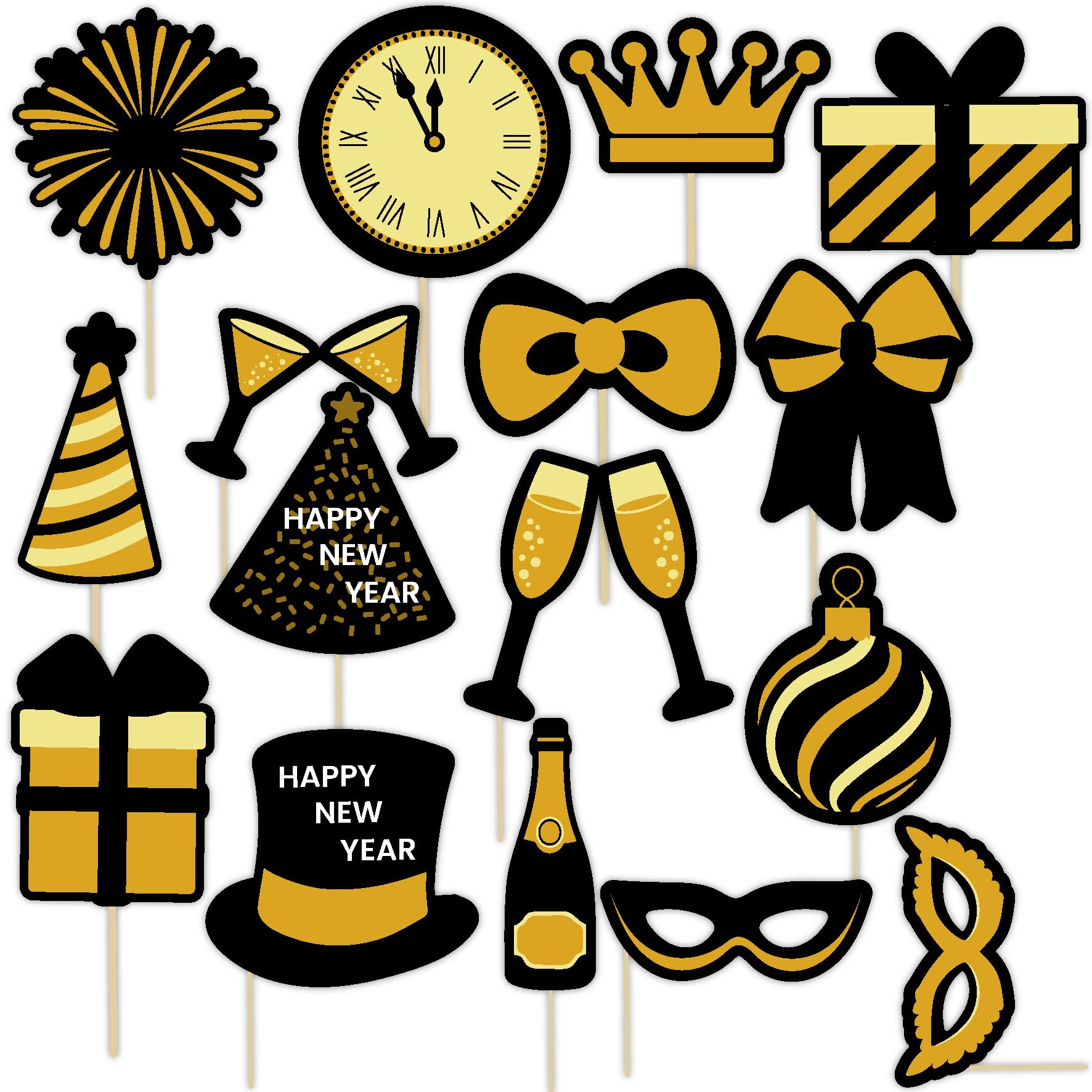 woopme New Years Photo Booth Props | New Year Party Photo Booth Props, New Years eve Props for Celebration with Family, Friends
