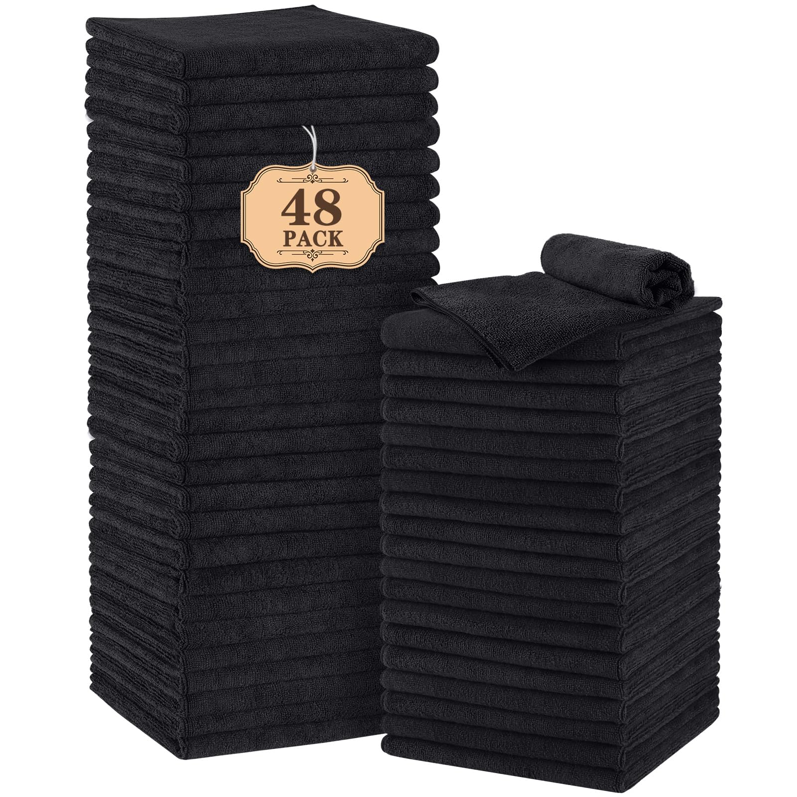 Orighty Black Salon Towels Extra Large, Pack of 12(Not Bleach Proof, 18 x 30 Inches) Super Soft Gym Towels and Absorbent Microfi