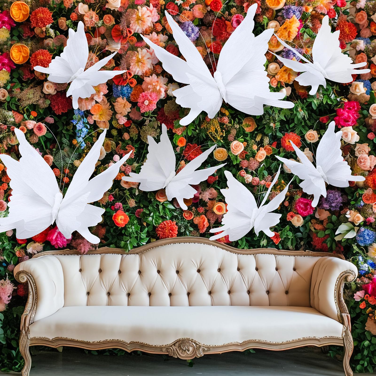 Honoson 3pcs Large Butterfly Party Decorations Hanging 3D Crepe Paper Butterfly Decoration Giant Supply for Christmas Party Birt