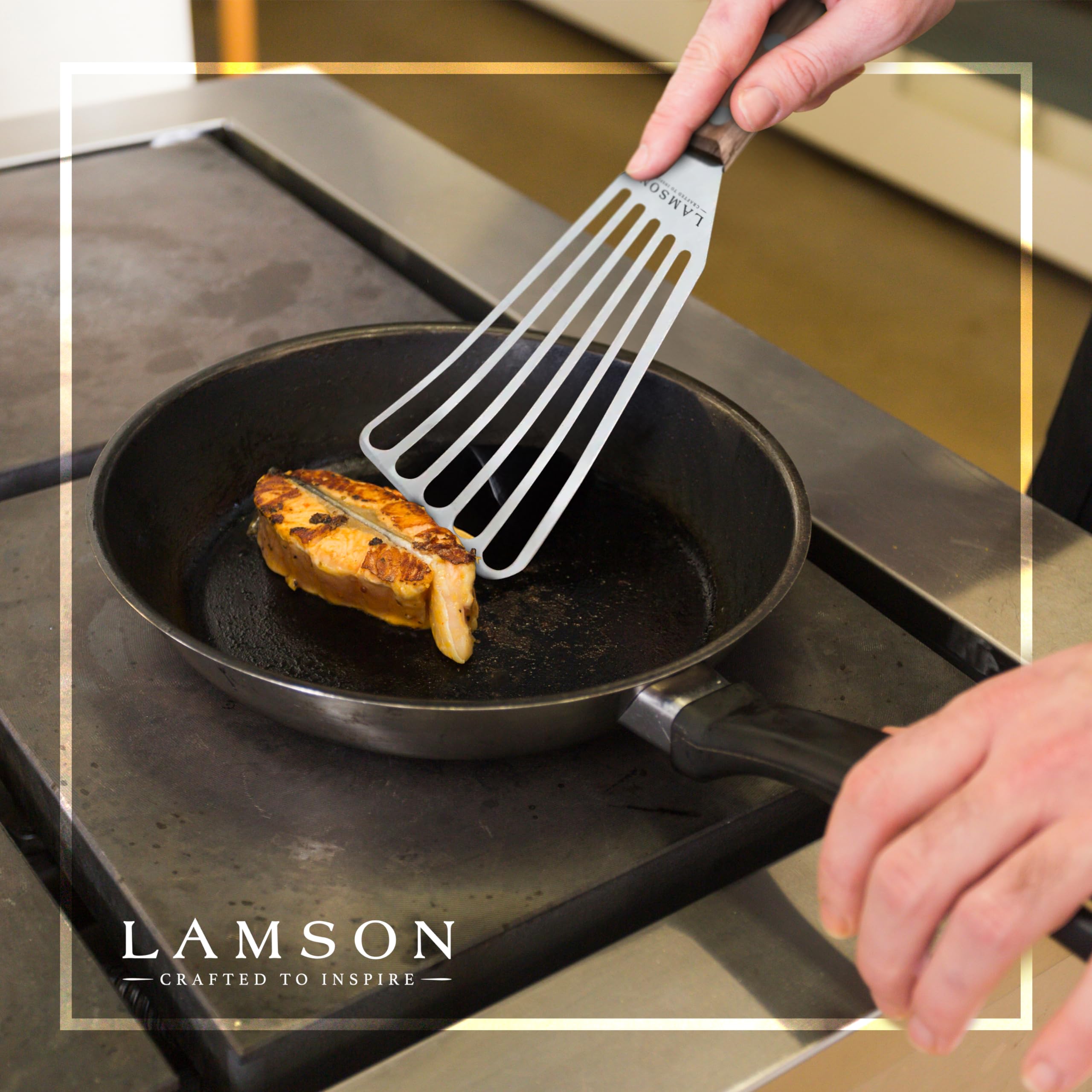 Lamson 3'' X 6'' Chef'S Slotted Turner With Walnut Handle - Left-Hand