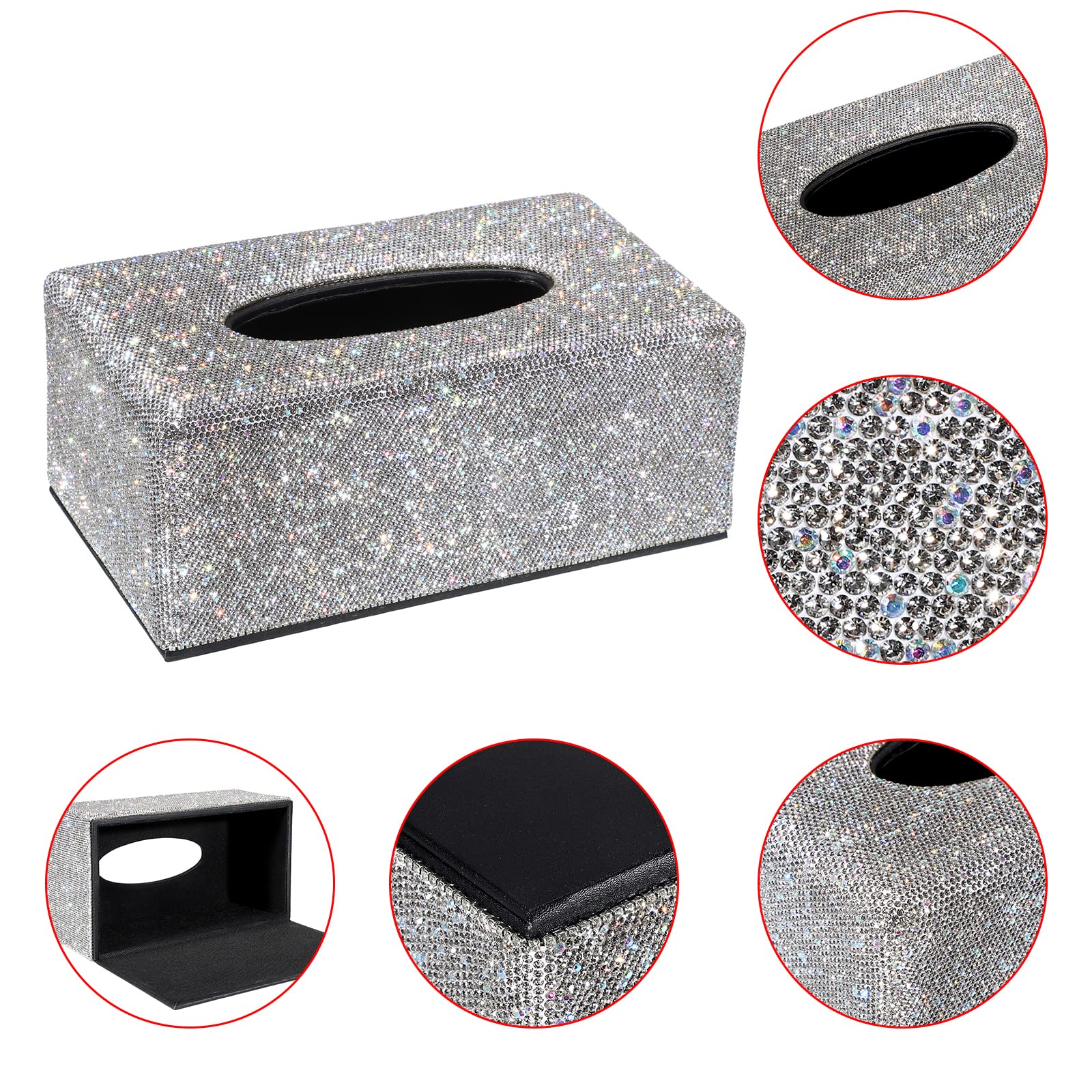 Sumnacon Tissue Box Cover Bling Tissue Box For Bathroom Sparkling Rectangular Tissue Box Holder With Magnetic Gorgeous Tissue Ho