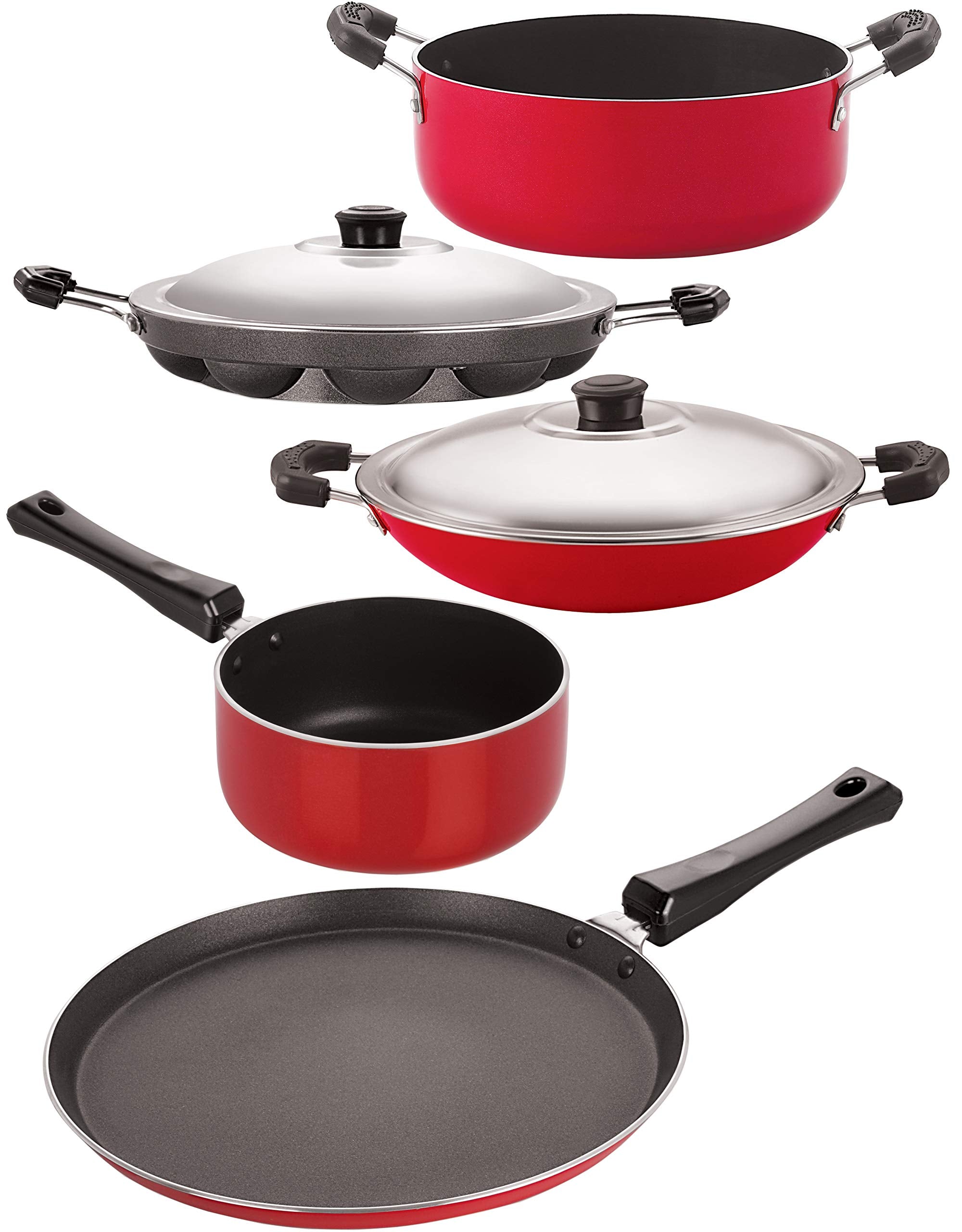 Nirlon NonStick Aluminium 5 Piece Gas Compatible Cookware Utensil Item Set Online