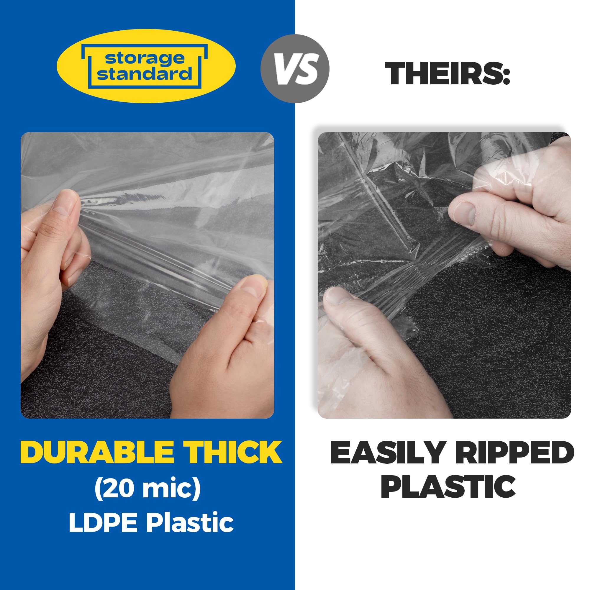 60-Pack Dry Cleaning Bags For Clothes 40-Inch Long - Clear Plastic Garment Bags For Hanging Clothes, Dry Cleaner Plastic Clothin