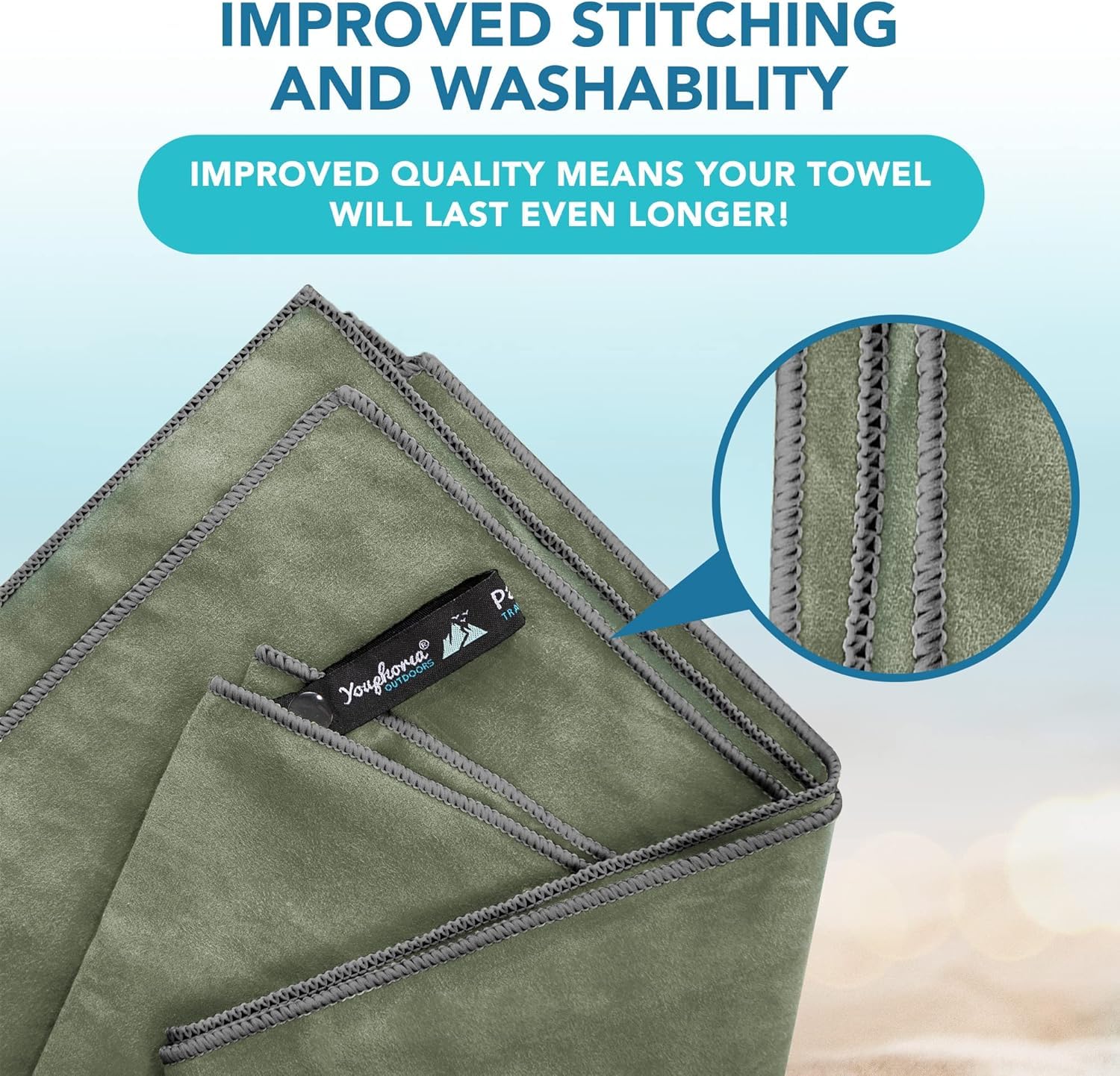 Youphoria Microfiber Travel Towel Fast Drying Lightweight - Quick Dry Towel For Camping, Beach, Backpacking, Hiking, & Sport