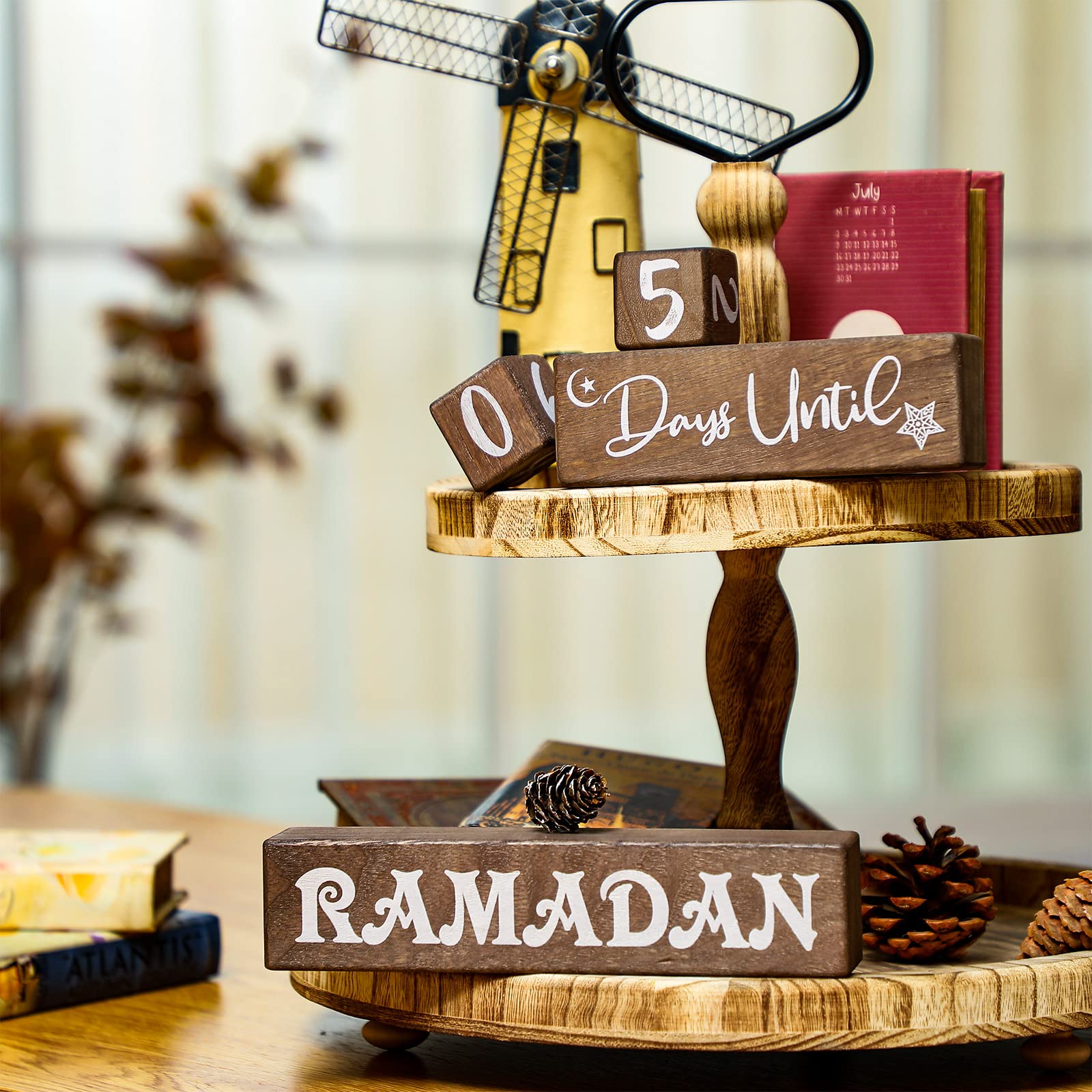 Amyhill 4 Pcs Ramadan Calendar Block Set Ramadan Advent Countdown Eid Calendar Countdown Calendar Ramadan Table Decor Ramadan Wo