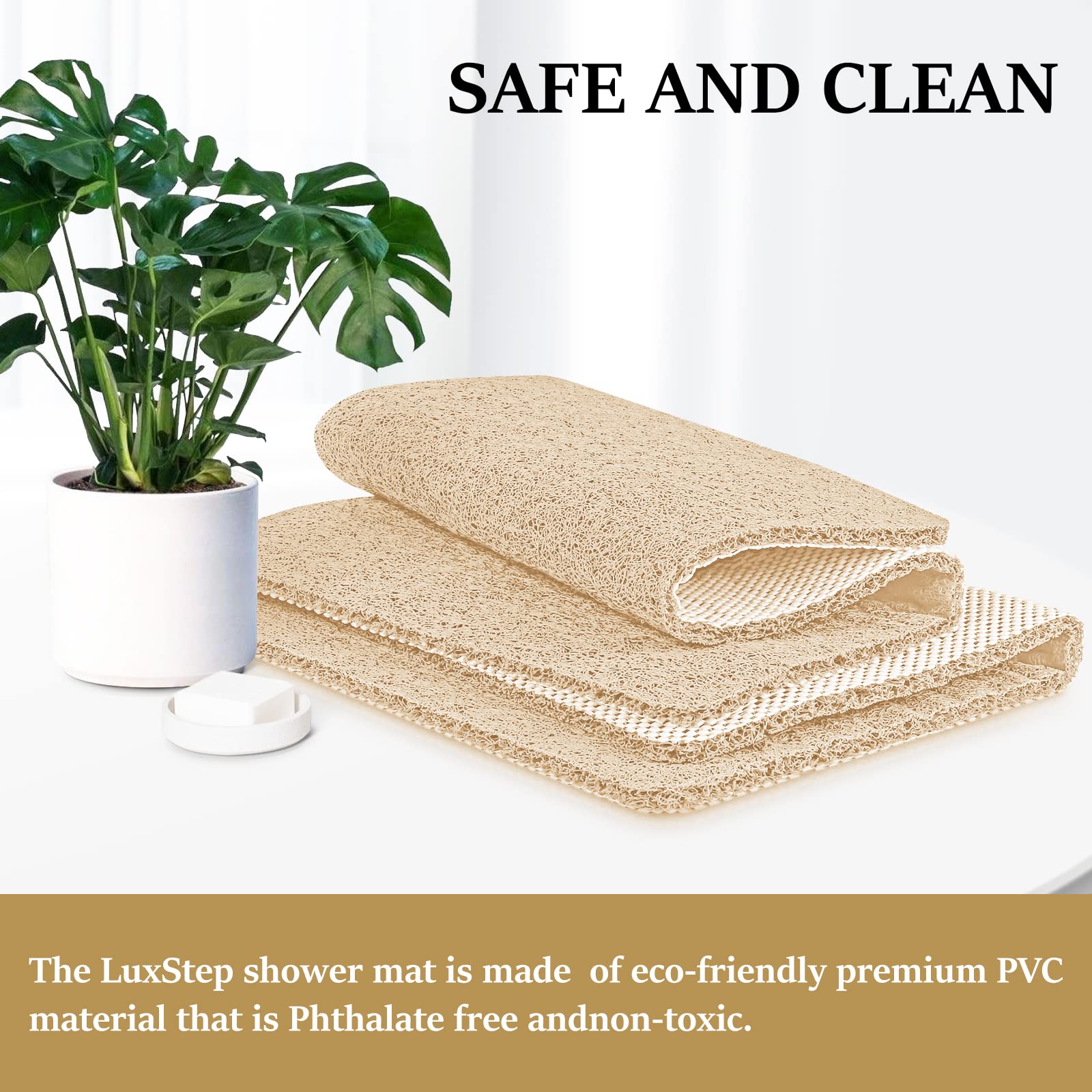 Luxstep Shower Mat Bathtub Mat,47X16 Inch, Non-Slip Bath Mat With Drain, Quick Drying Pvc Loofah Bathmat For Tub,Shower,Bathroom
