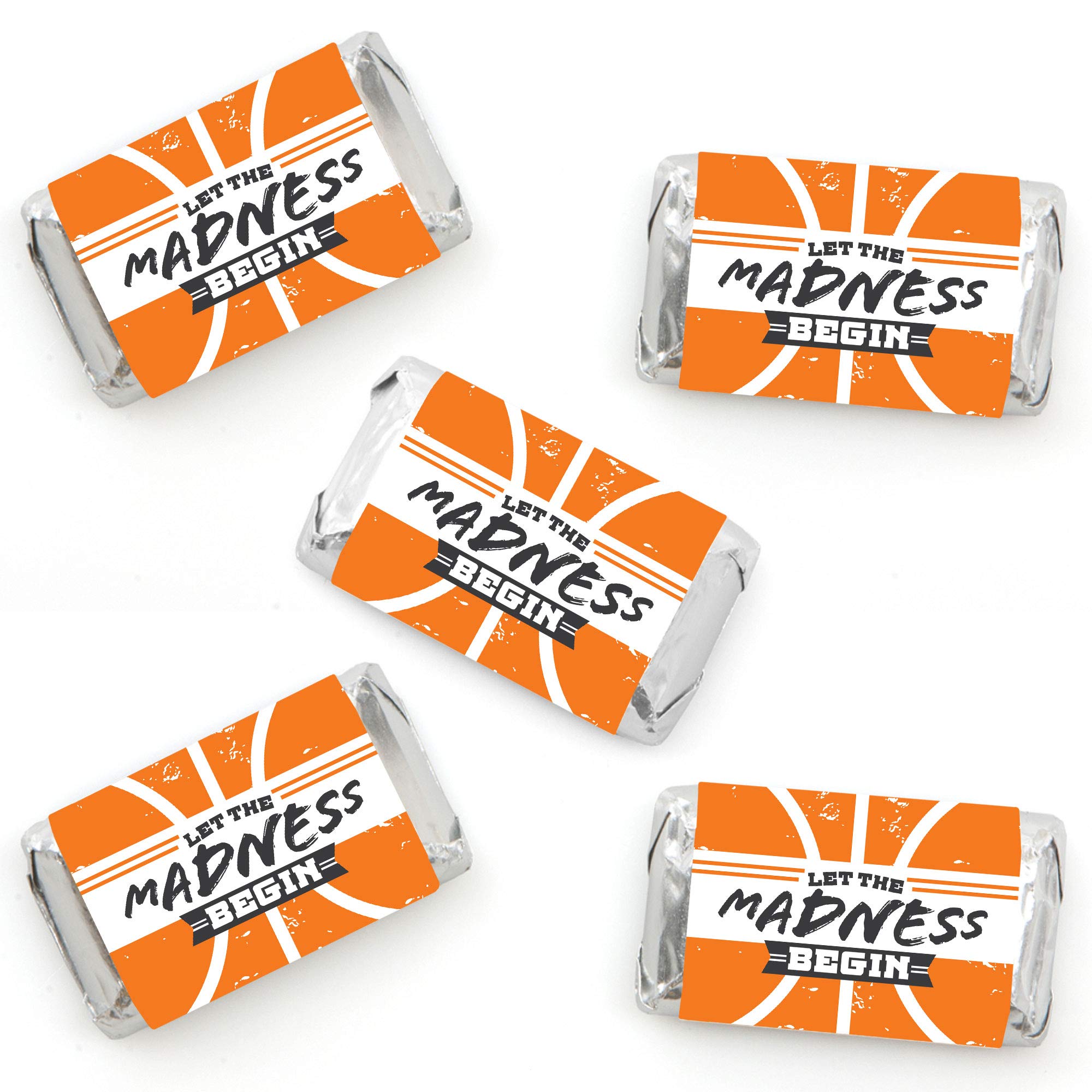 Big Dot Of Happiness Basketball - Let The Madness Begin - Mini Candy Bar Wrapper Stickers - College Basketball Party Small Favor