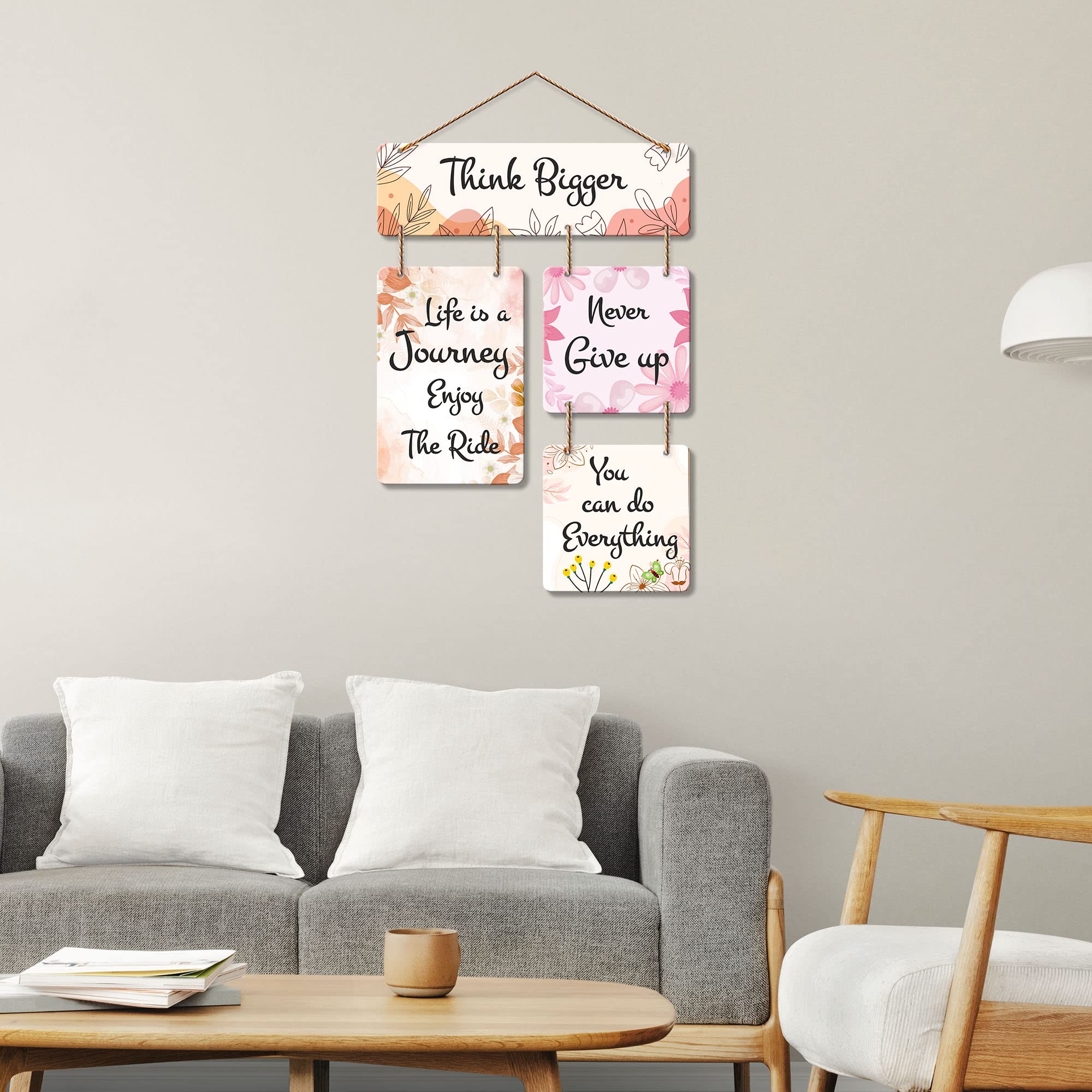 Artvibes Think Bigger Decorative Wall Art MDF Wood Hanger for Livingroom, Bedroom | Home Decor | Office | Gift | Quotes Items |