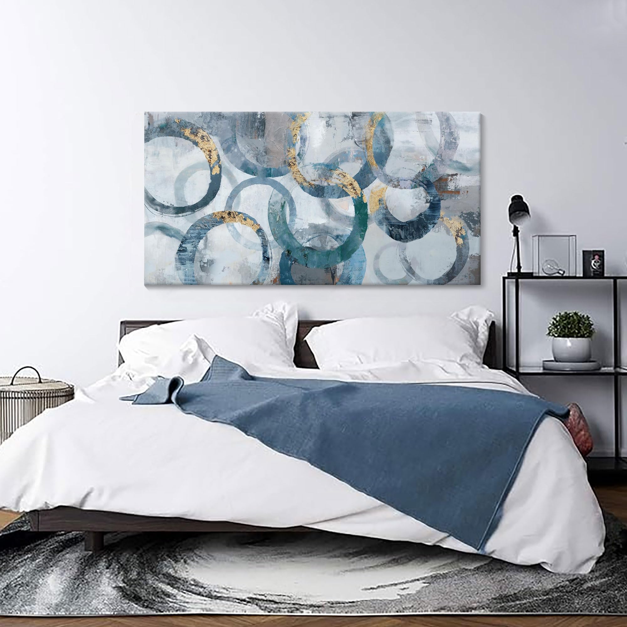 Abstract Canvas Wall Art Wall Decor,Modern Minimalist Wall Art Painting For Living Room - Living Room Artwork Wall Decor, Blue,