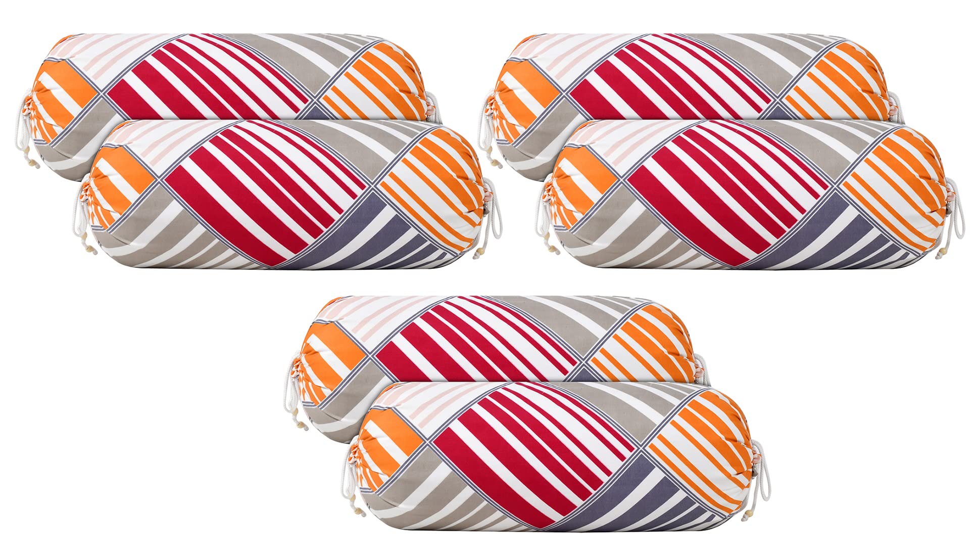 Kuber Industries Multi Check Printed Cotton Bolster Cover- Set Of 6, 16X32 (Magenta & Grey)-44Km0127