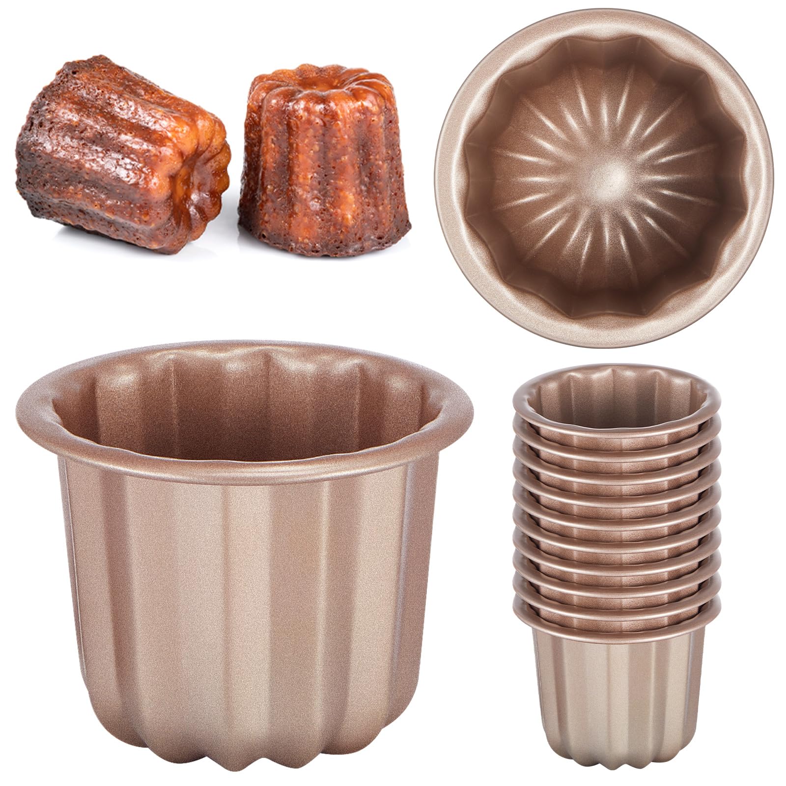 Blushtier 12 Pcs Nonstick Canele Mold Cake Pan Muffin Bakeware Cupcake Pan