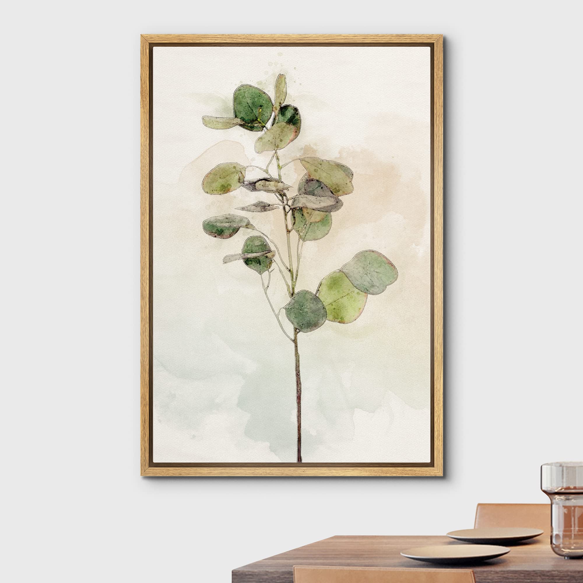 Wall26 Framed Canvas Print Wall Art Pastel Watercolor Light & Dark Forest Plant Floral Botanical Illustrations Modern Art Rustic