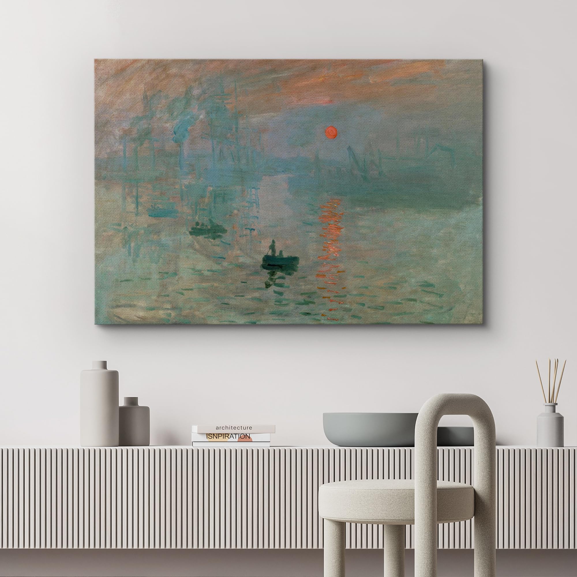 Impression Sunrise By Claude Monet Giclee Canvas Prints Wrapped Gallery Wall Art | Stretched And Framed Ready To Hang - 24'' X 3