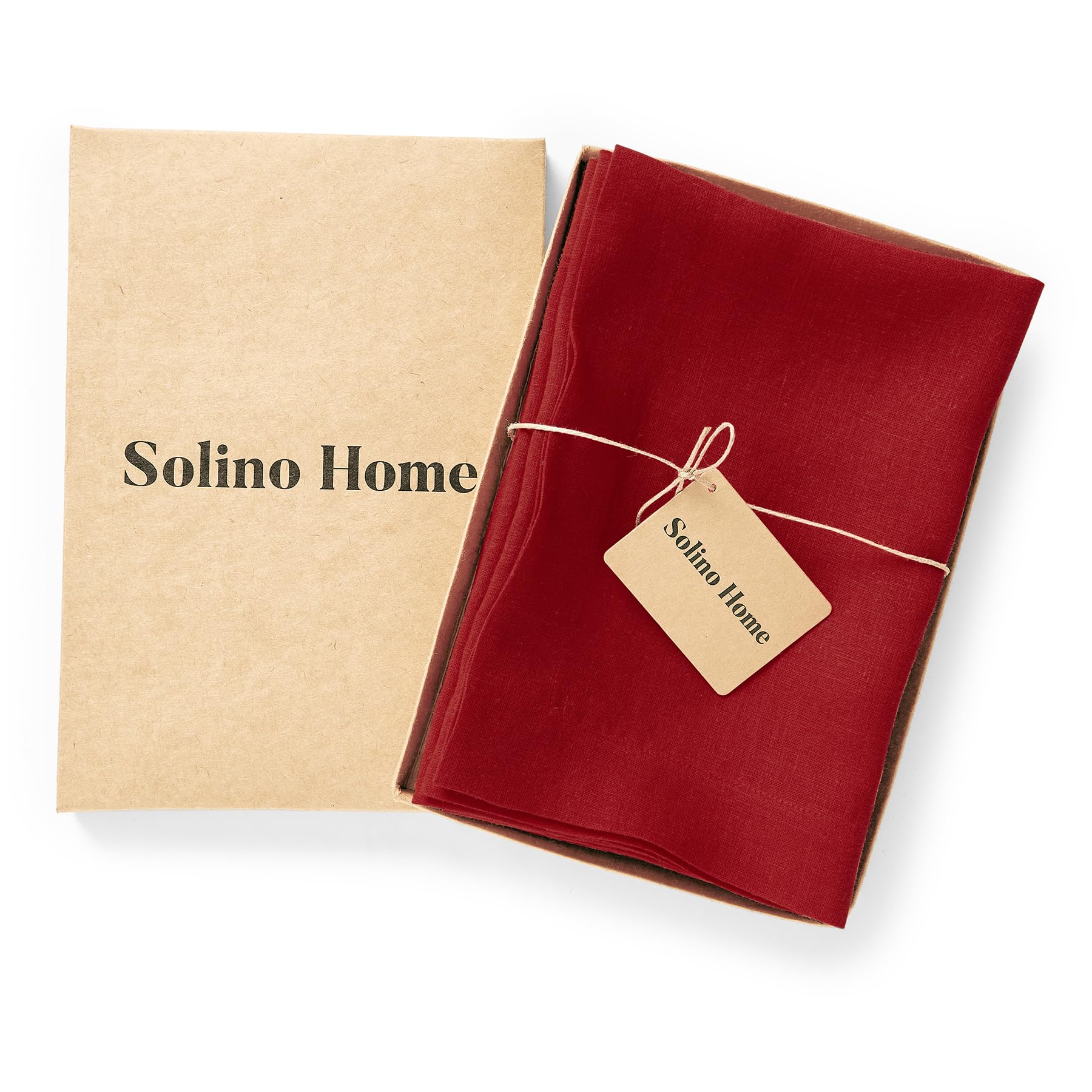 Solino Home Linen Dinner Napkins 20 X 20 Inch - 100% Pure Linen Red Cloth Napkins Set Of 4 For Spring, Easter - Sonoma, Handcraf