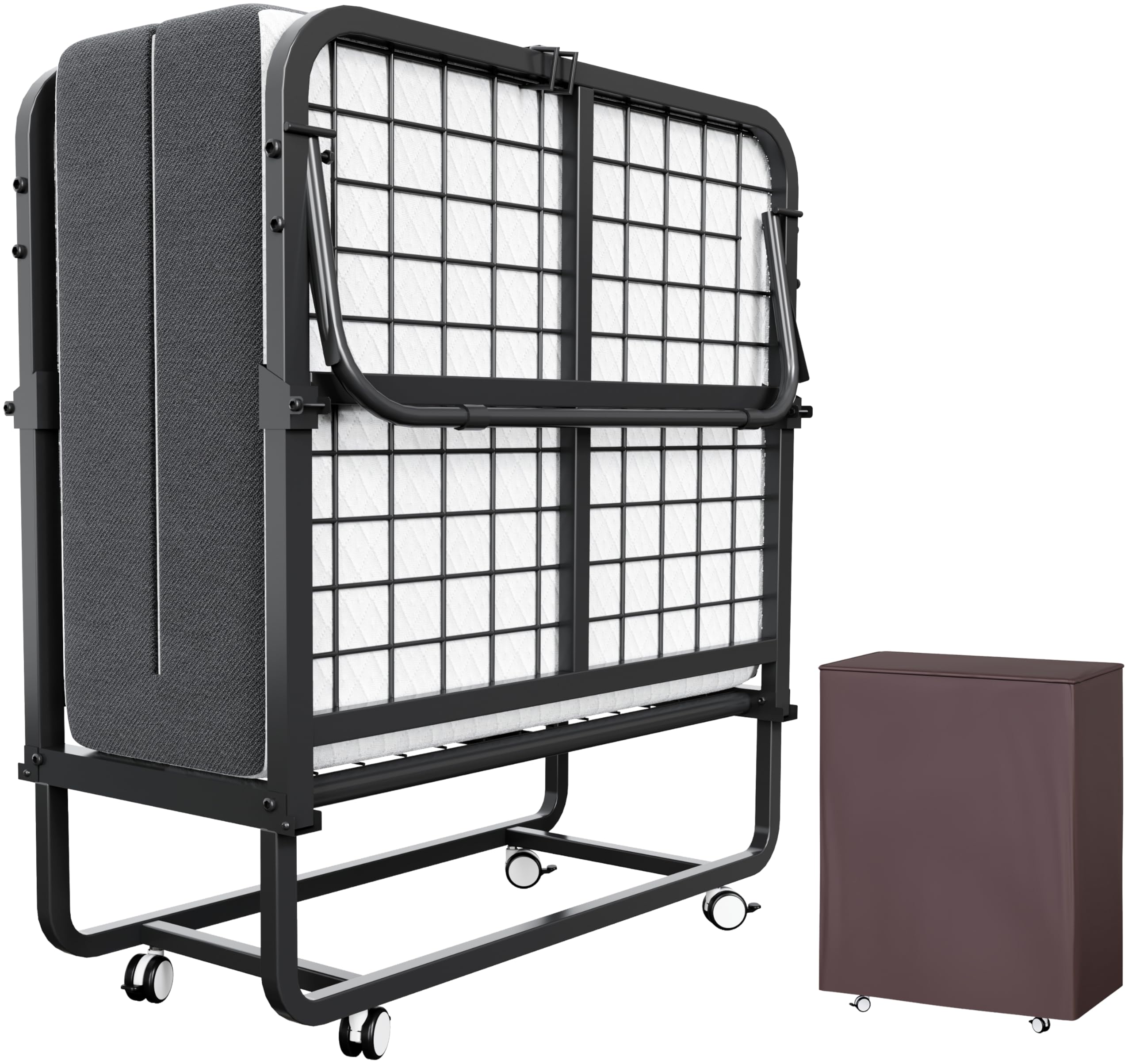 Folding Bed With Mattress, Portable Foldable Bed With Premium 5 Inch Memory Foam Mattress, Rollaway Bed Day Bed For Adults With