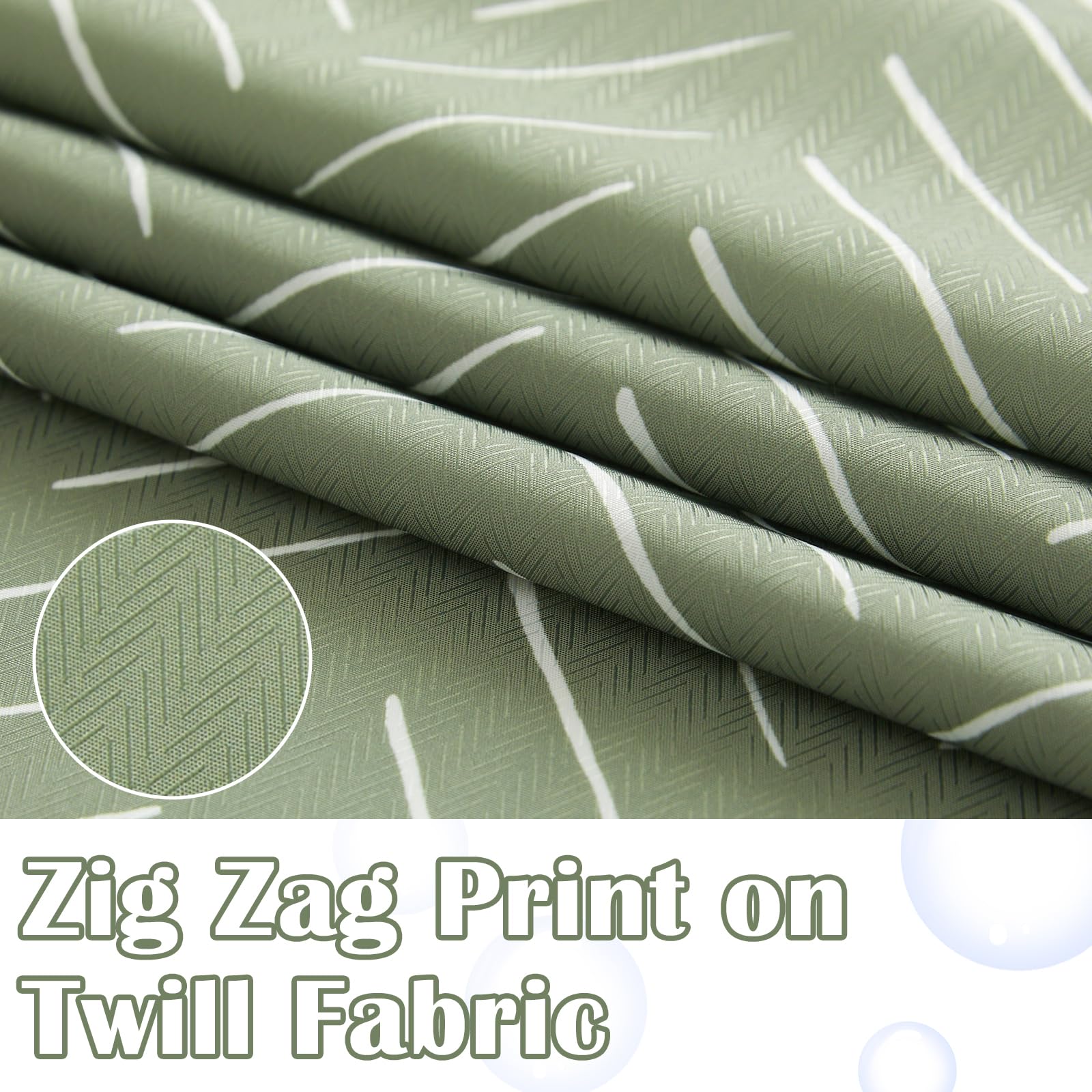 Jinchan Sage Green Shower Curtain Herringbone Fabric Shower Curtain Zig Zag Chevron White Striped Fall Zigzag Modern 84 Inch Sho