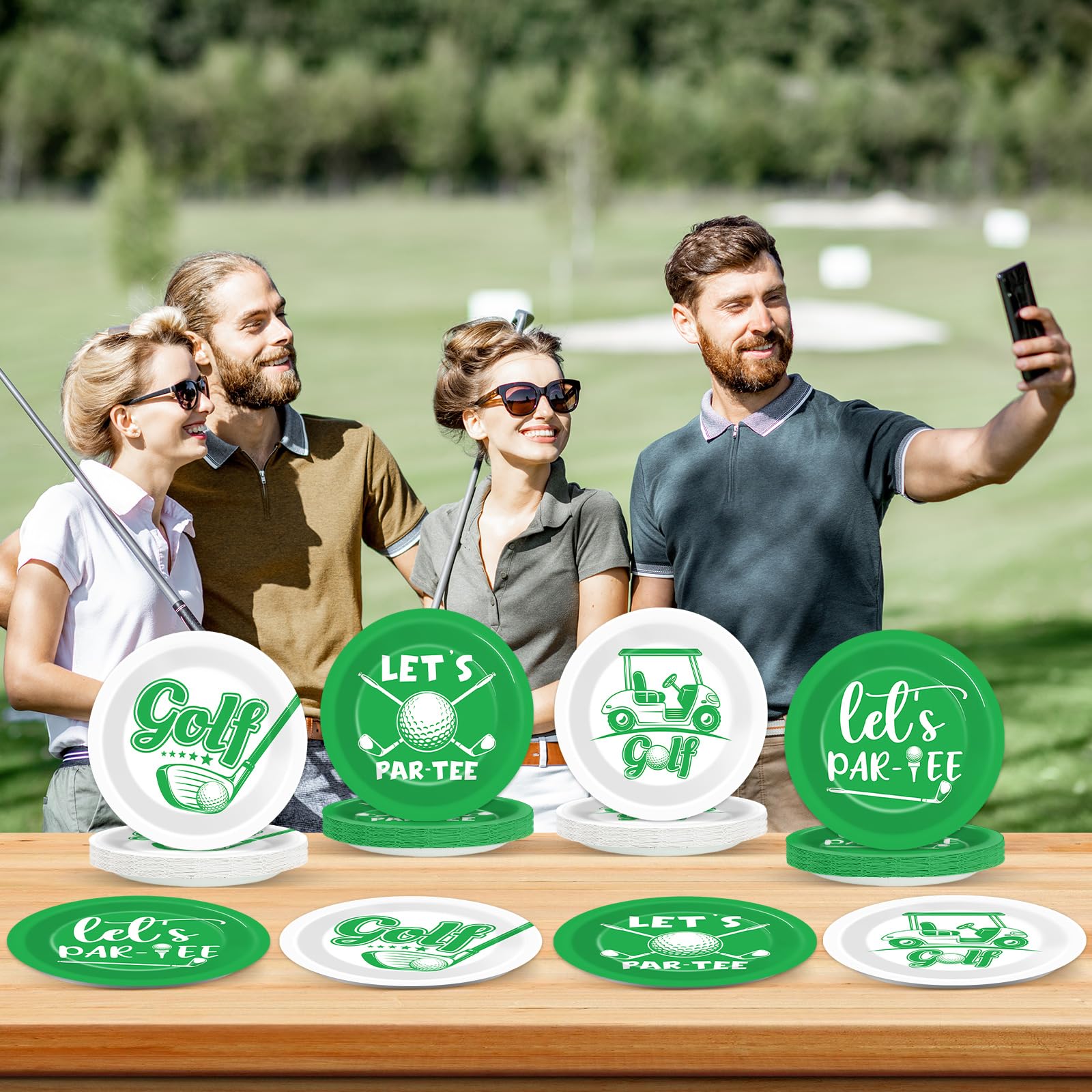 Chunnin 48Pcs Golf Party Paper Plates For Golf Birthday Party Supplies 7'' Golf Themed Sports Golf Ball Birthday Party Disposabl