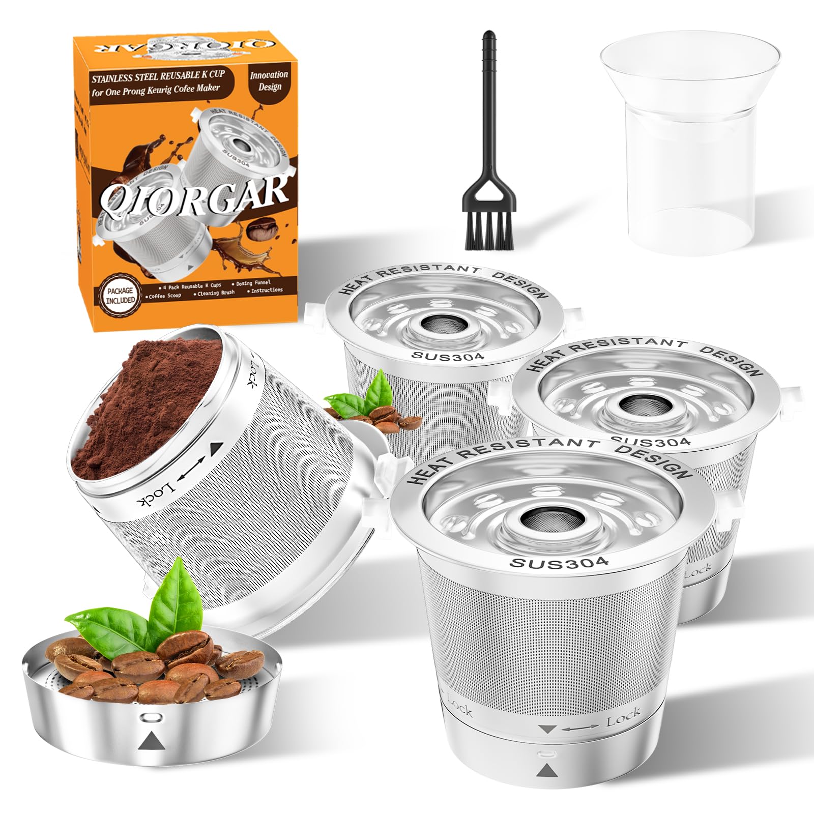 4 Pack Reusable K Cups for Keurig- All Stainless Steel Coffee Pods for Keurig 1.0, not 2.0 Coffee Machine, No Seal Gasket, Non P