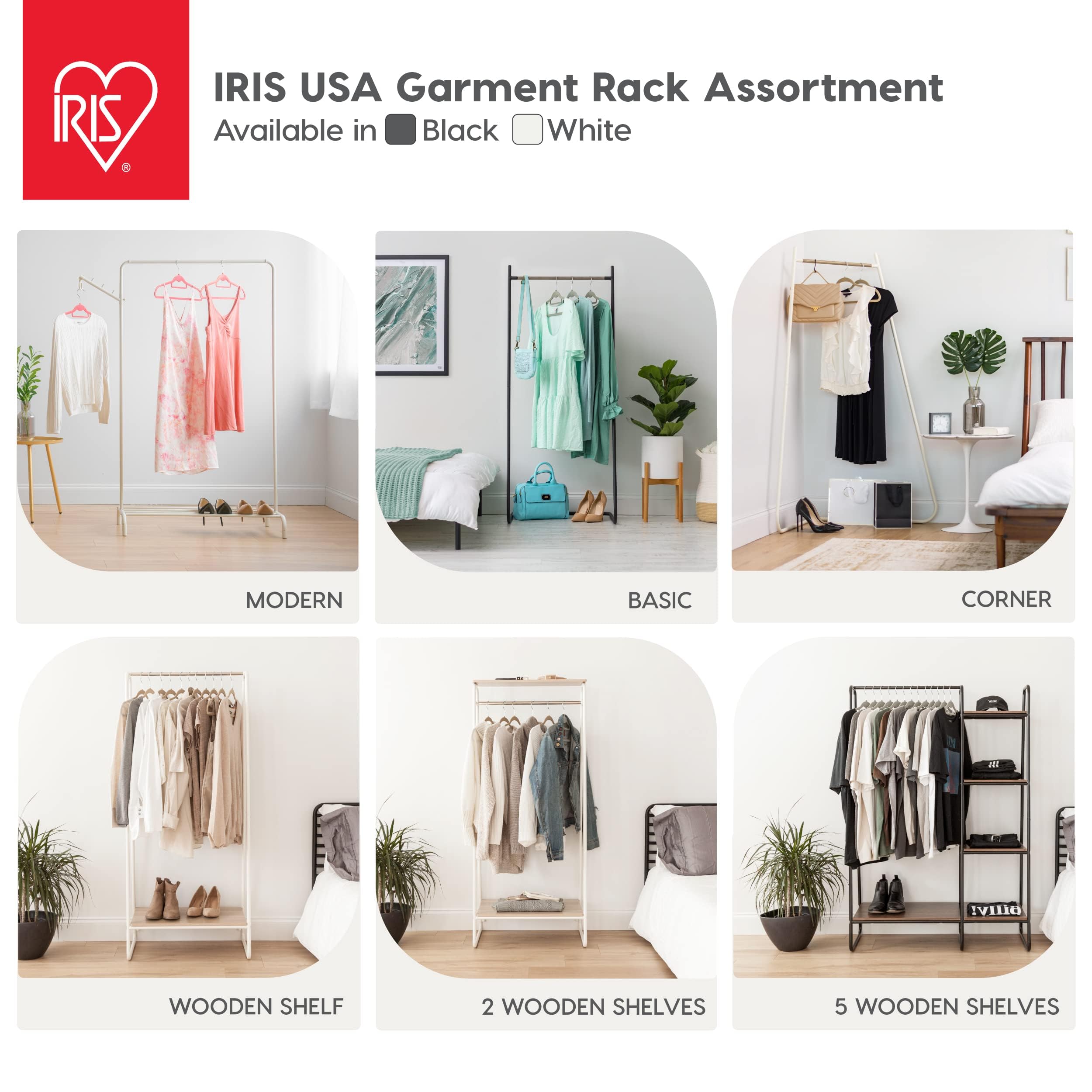 Iris Usa Stylish Corner Clothes Rack For Hanging Clothes, Easy To Assemble, Freestanding Metal Sturdy Garment Rack, Small Space