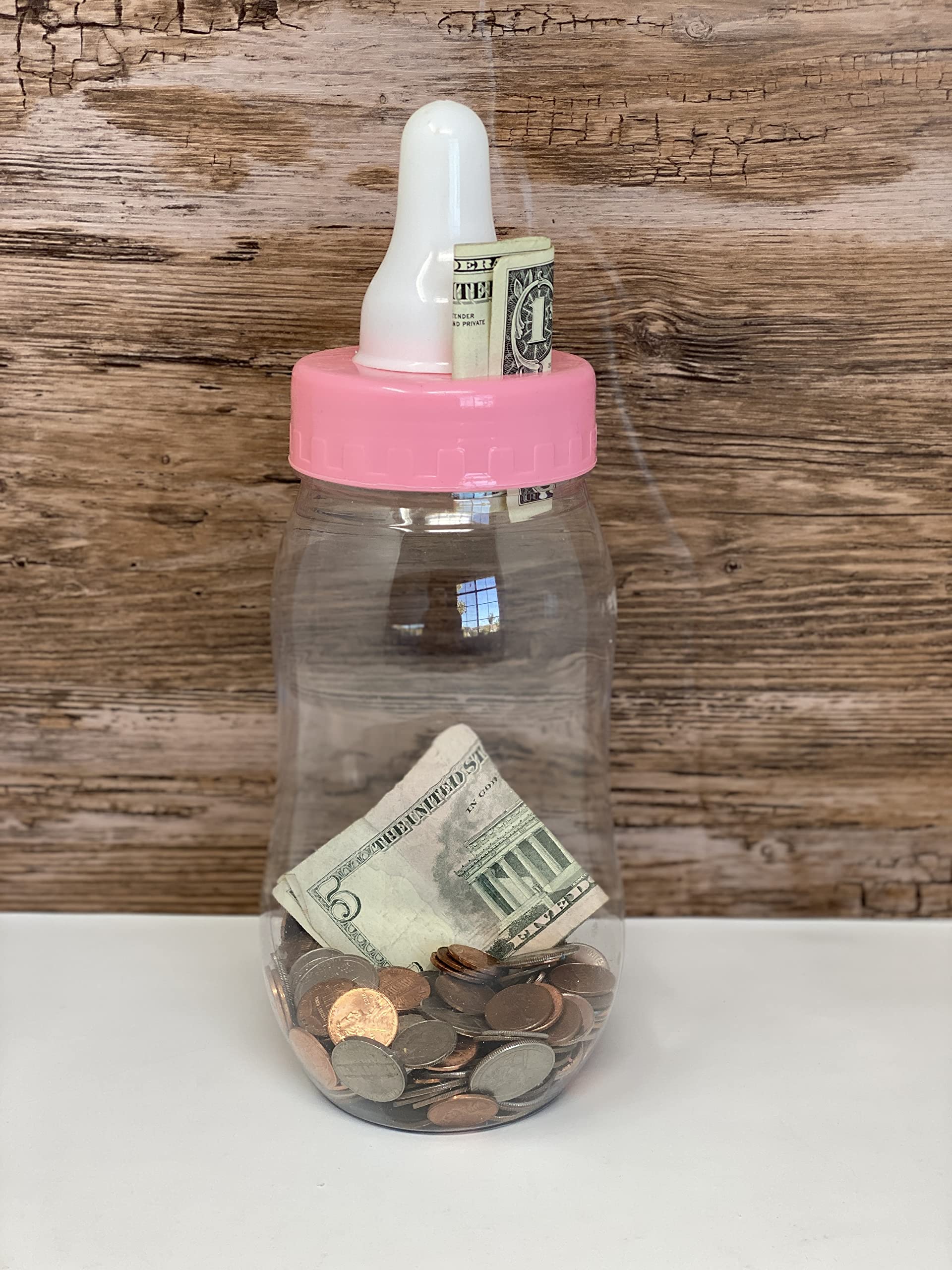 Plastic Baby Bottle Bank 11'' Jumbo Pink Fillable Baby Shower Bottle, Guess How Many, Gender Reveal Party, Favor Bottle Centerpi