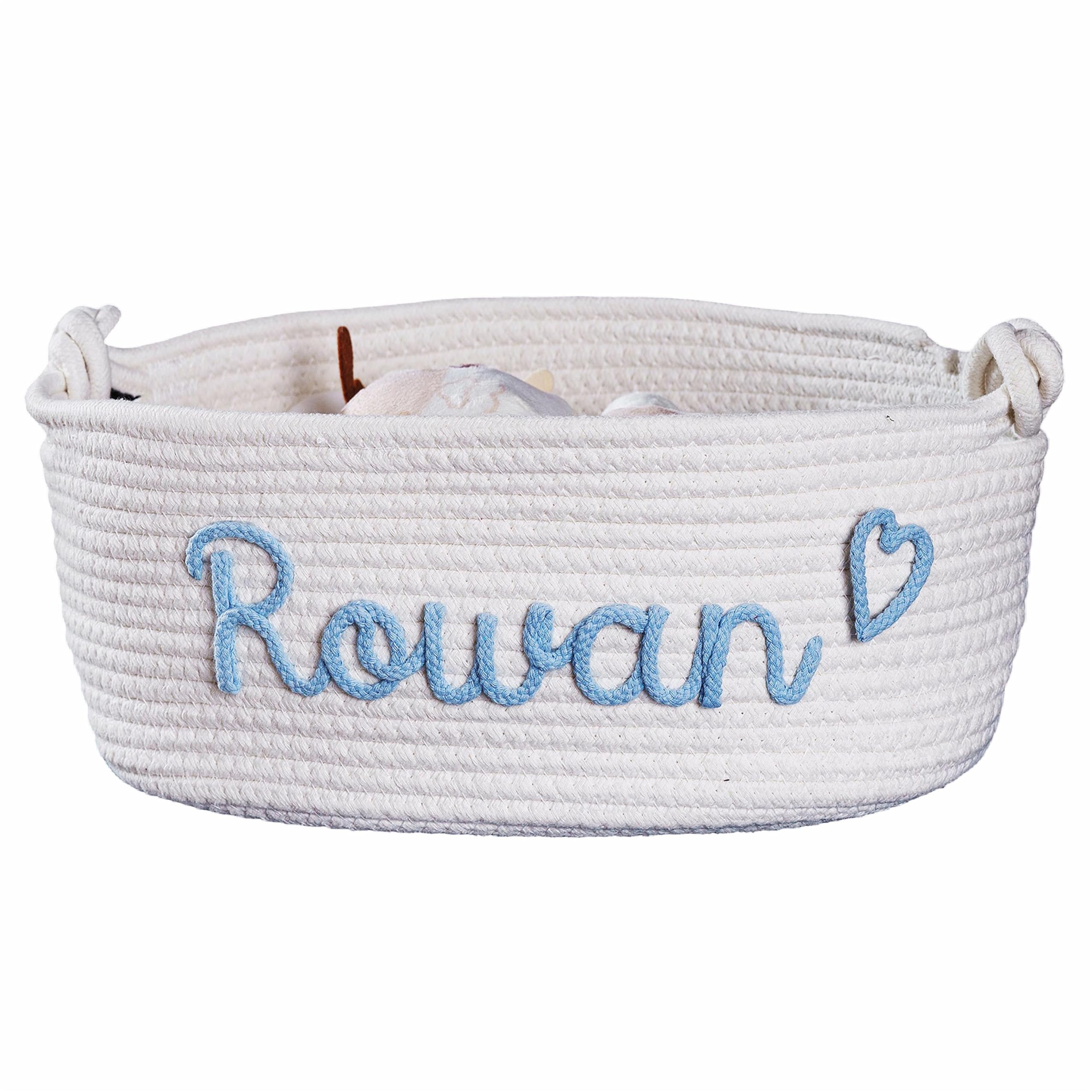 JUPPE Personalized Baby Show Gift Basket with Name, Kids Toys Storage Bag Children Organizer Box Baby Boy Girl Cotton Rope Baske