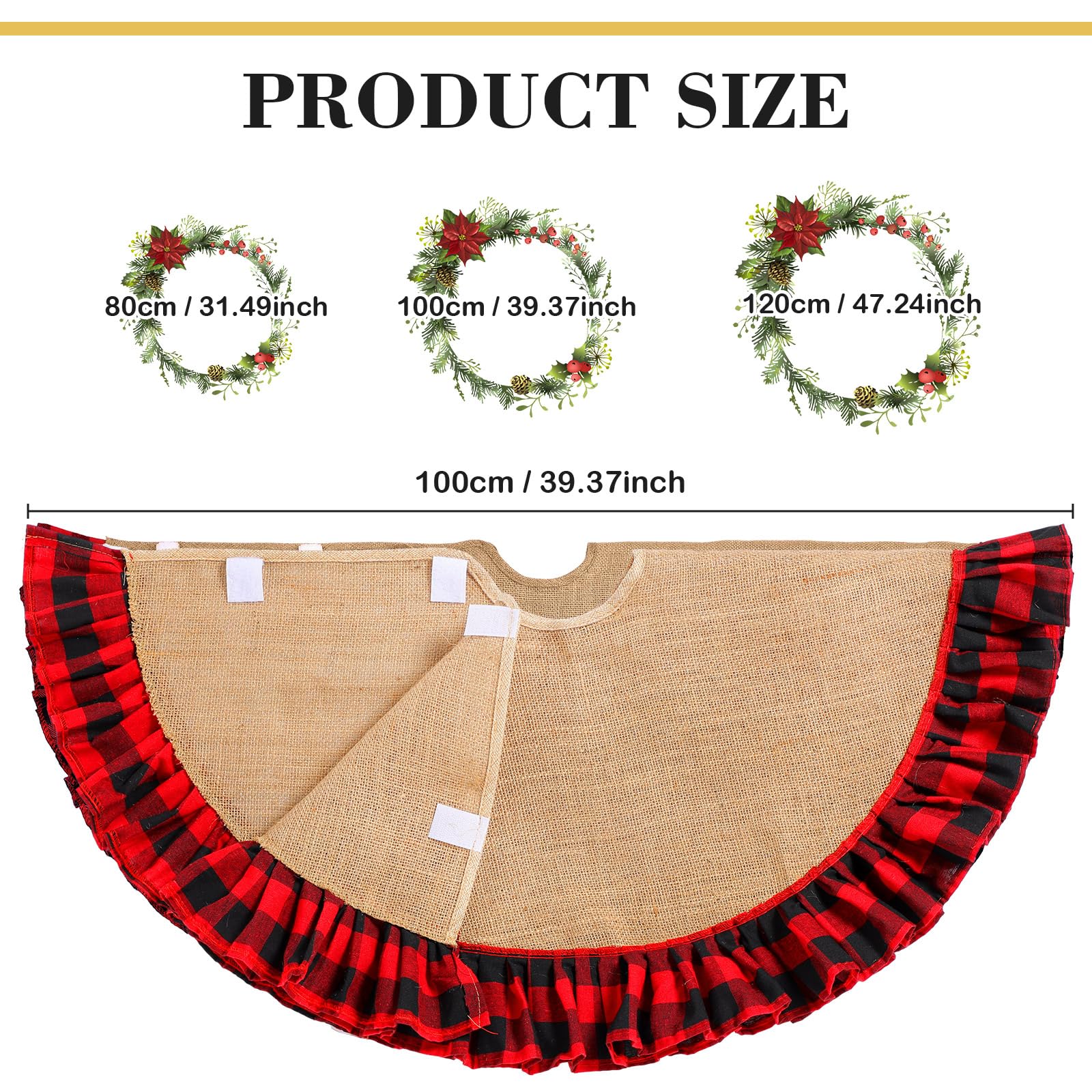 Tatuo 40 Inch Christmas Tree Skirt Decorations Linen Burlap Tree Skirt Round Xmas Cover for Christmas Party Mat Fall Indoor Clea