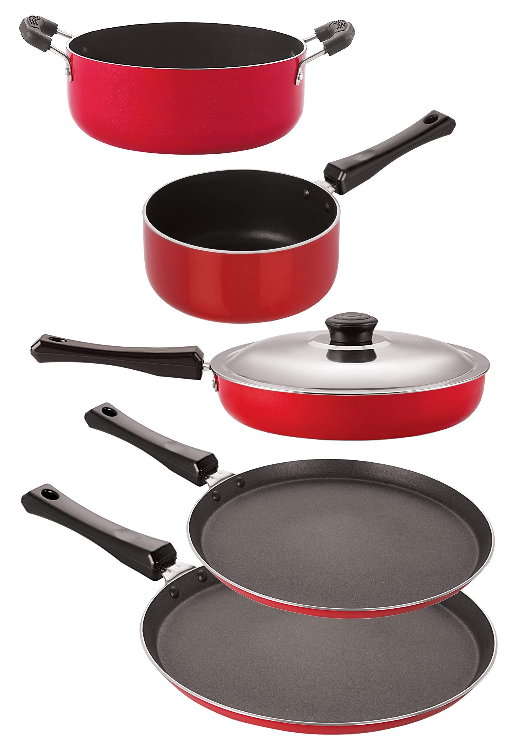 Nirlon NonStick Aluminium 5 Piece Chemical Free Gas Compatible Kitchenware Essential Gift Set