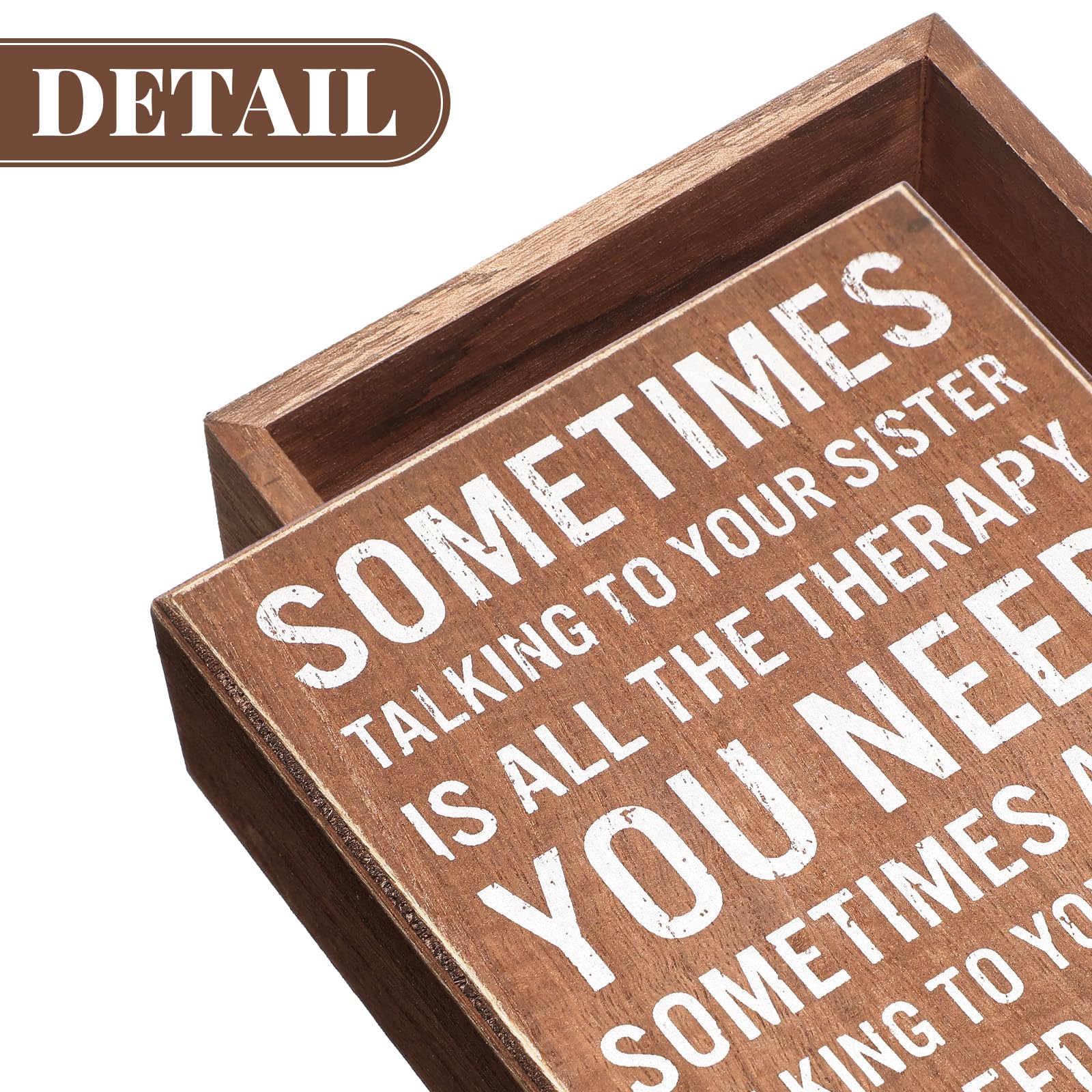 Jetec Funny Sister Gifts Sometimes Talking to Your Sister Is All the Therapy You Need Wood Sign 5.9 x 5.1 Inch Funny Plaques wit