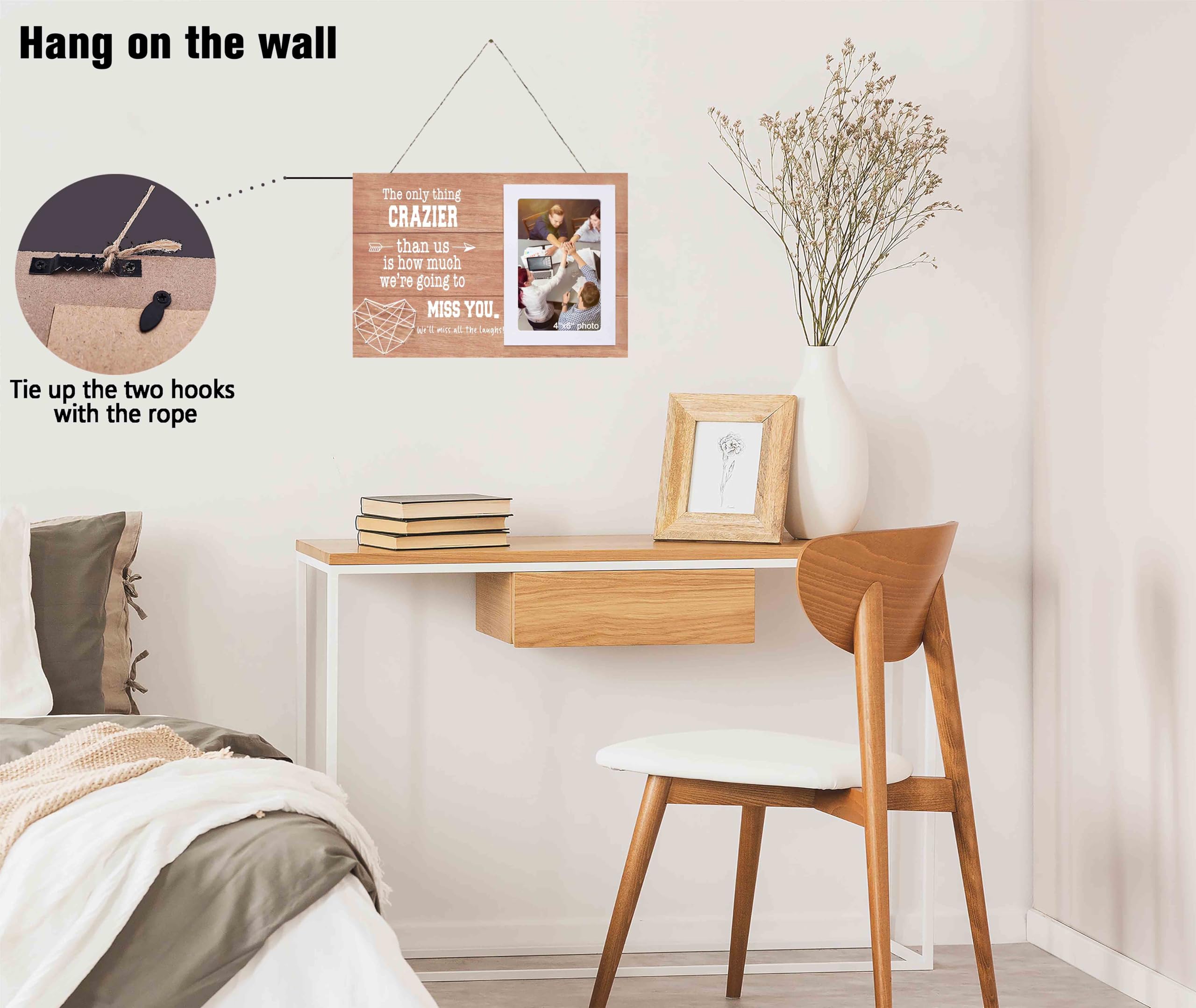 NZY Picture Frame, 11.8x7.9 inches, Rustic Wood, Tabletop, 4x6 inch Photo, Women, The Only Thing Crazier Than Us