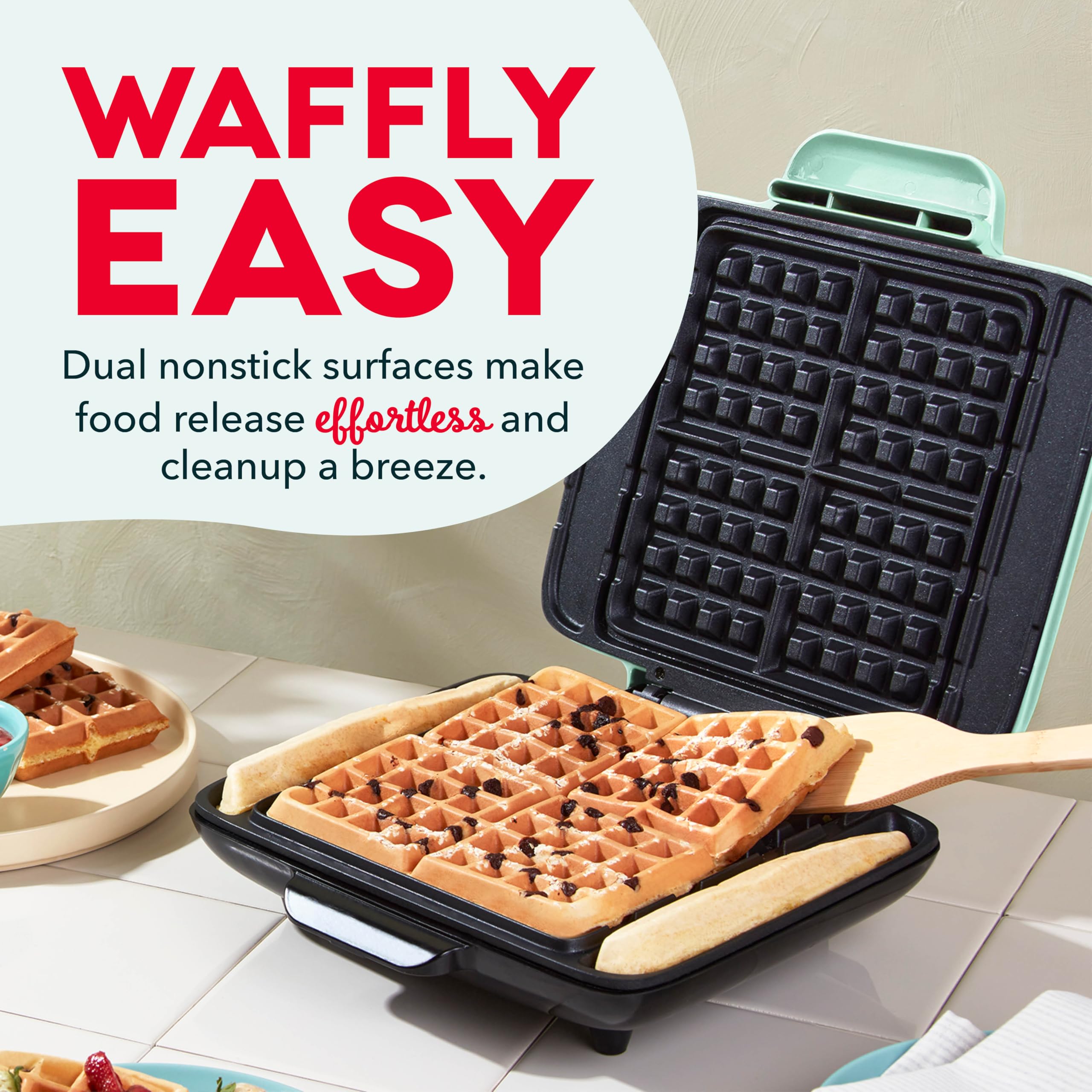 Dash Deluxe No-Drip Waffle Iron Maker Machine 1200W + Hash Browns, Or Any Breakfast, Lunch, & Snacks With Easy Clean, Non-Stick