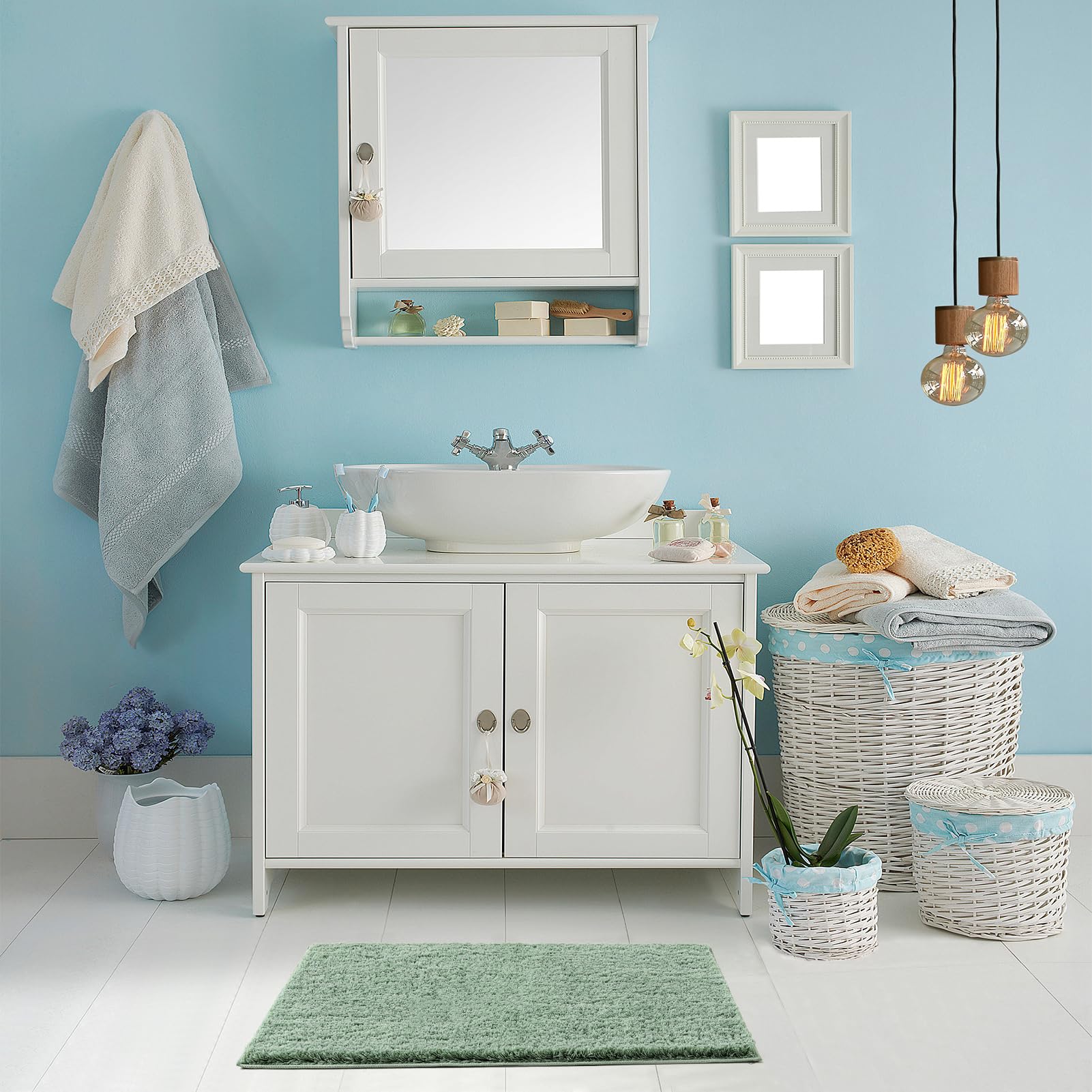 Cozecube Sage Green Bathroom Rug 24'' X 16'', Bath Mats For Bathroom Non Slip, Ultra Soft Bath Rugs For Bathroom Washable, Plush