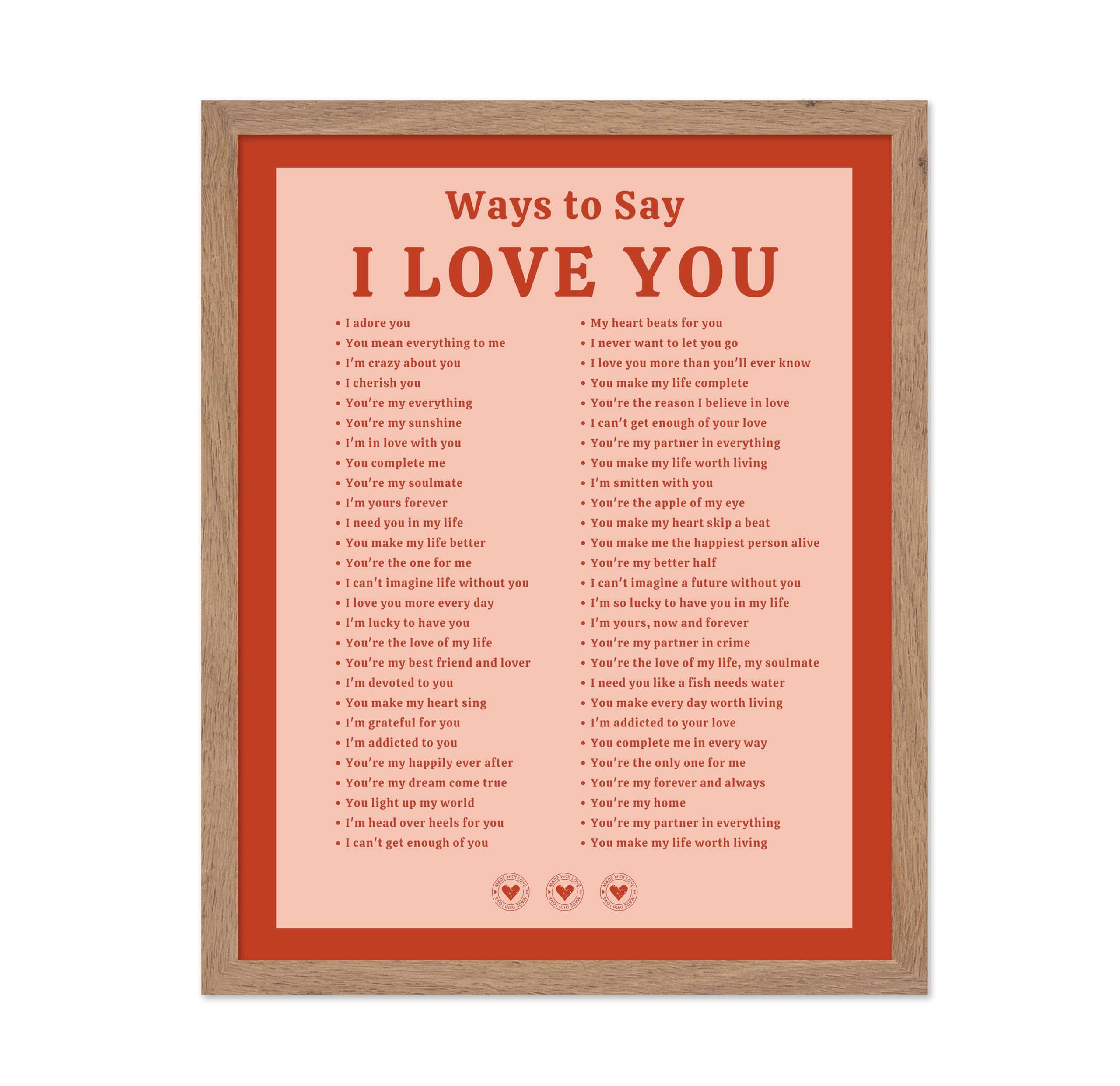 Poster Master I Love You Poster - Ways to Say I Love You Print - Trendy Art - Valentines Day Gift for Men, Women, Couples, Lover